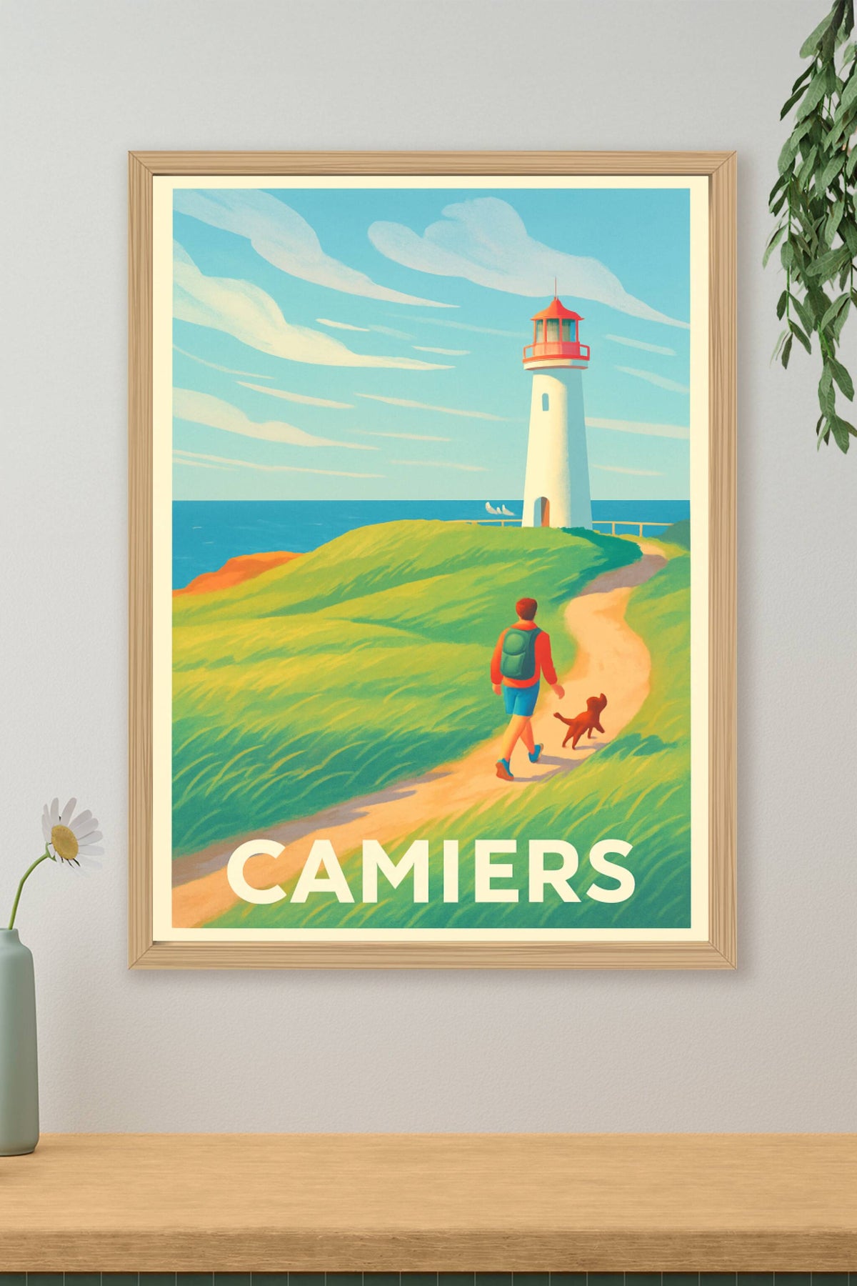 Affiche Camiers — Balade en bord de mer au phare · poster d'art de Camiers