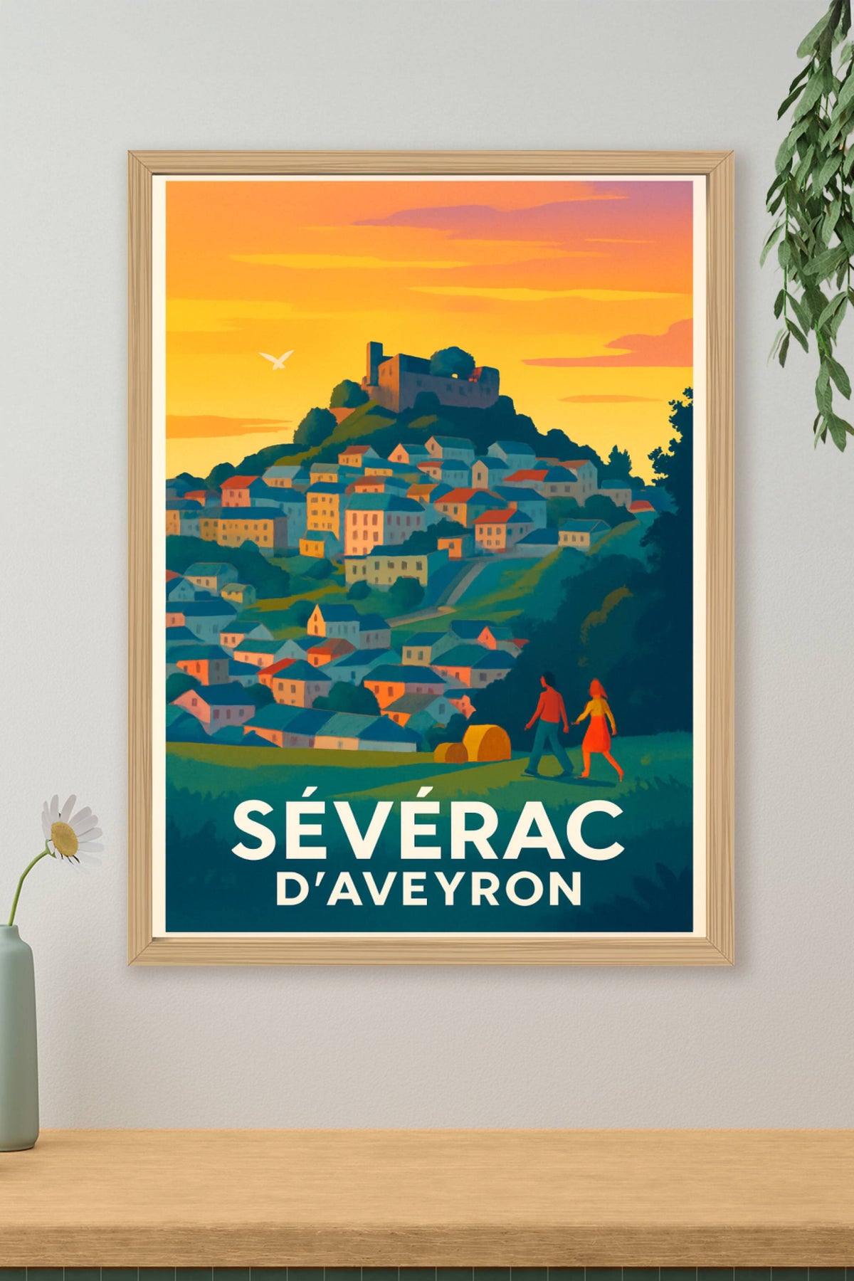 Affiche Sévérac d'Aveyron — Charme et Sérénité au Crépuscule · poster d'art de Sévérac d'Aveyron
