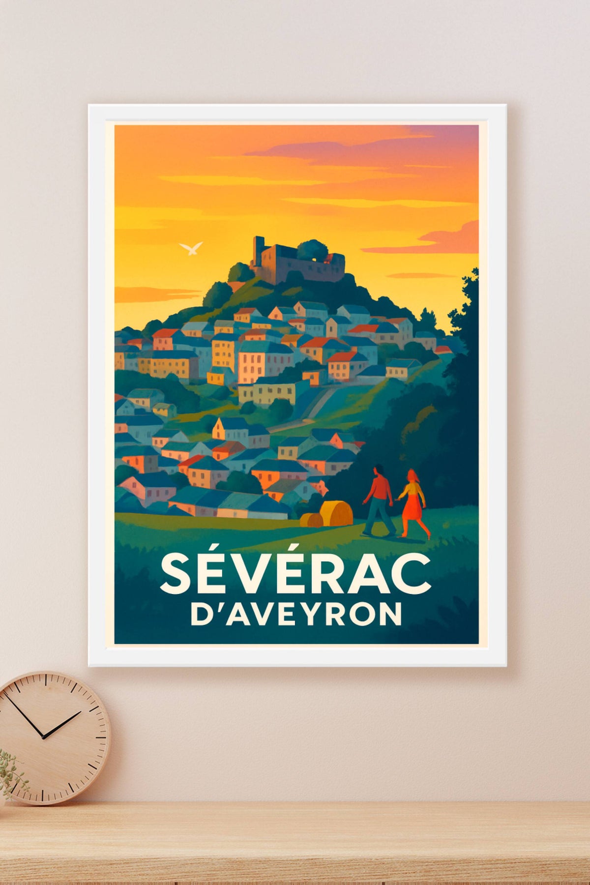 Affiche Sévérac d'Aveyron — Charme et Sérénité au Crépuscule · poster d'art de Sévérac d'Aveyron