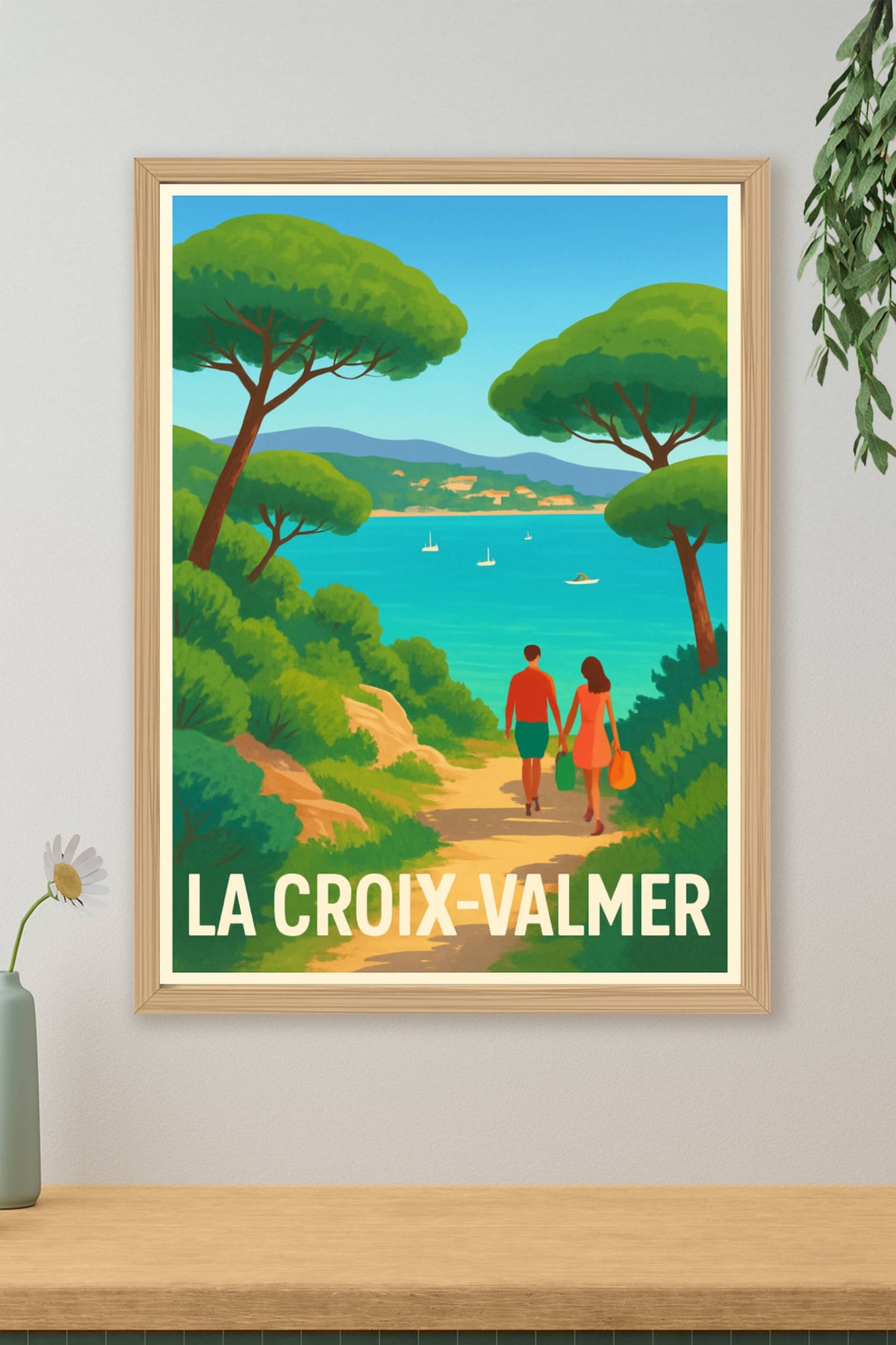 Affiche La Croix-Valmer — Escapade romantique en bord de mer · poster d'art de La Croix-Valmer