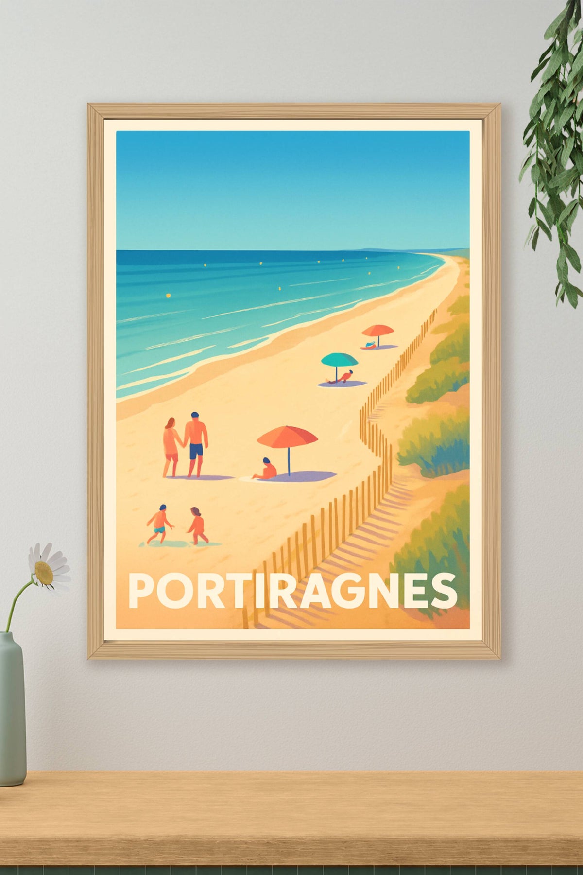 Affiche Portiragnes — Plages ensoleillées et douceur méditerranéenne · poster d'art de Portiragnes