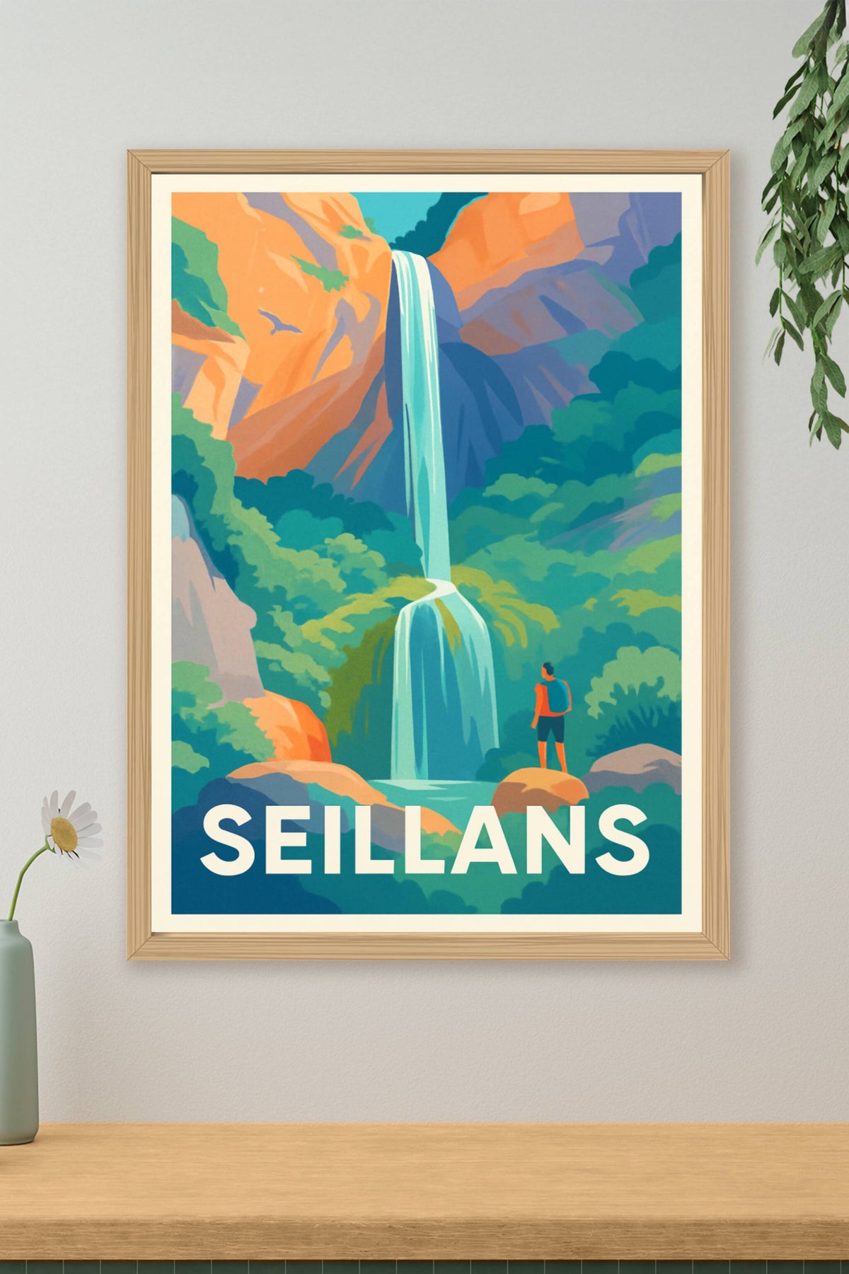 Affiche Seillans — L'émerveillement de la cascade naturelle · poster d'art de Seillans