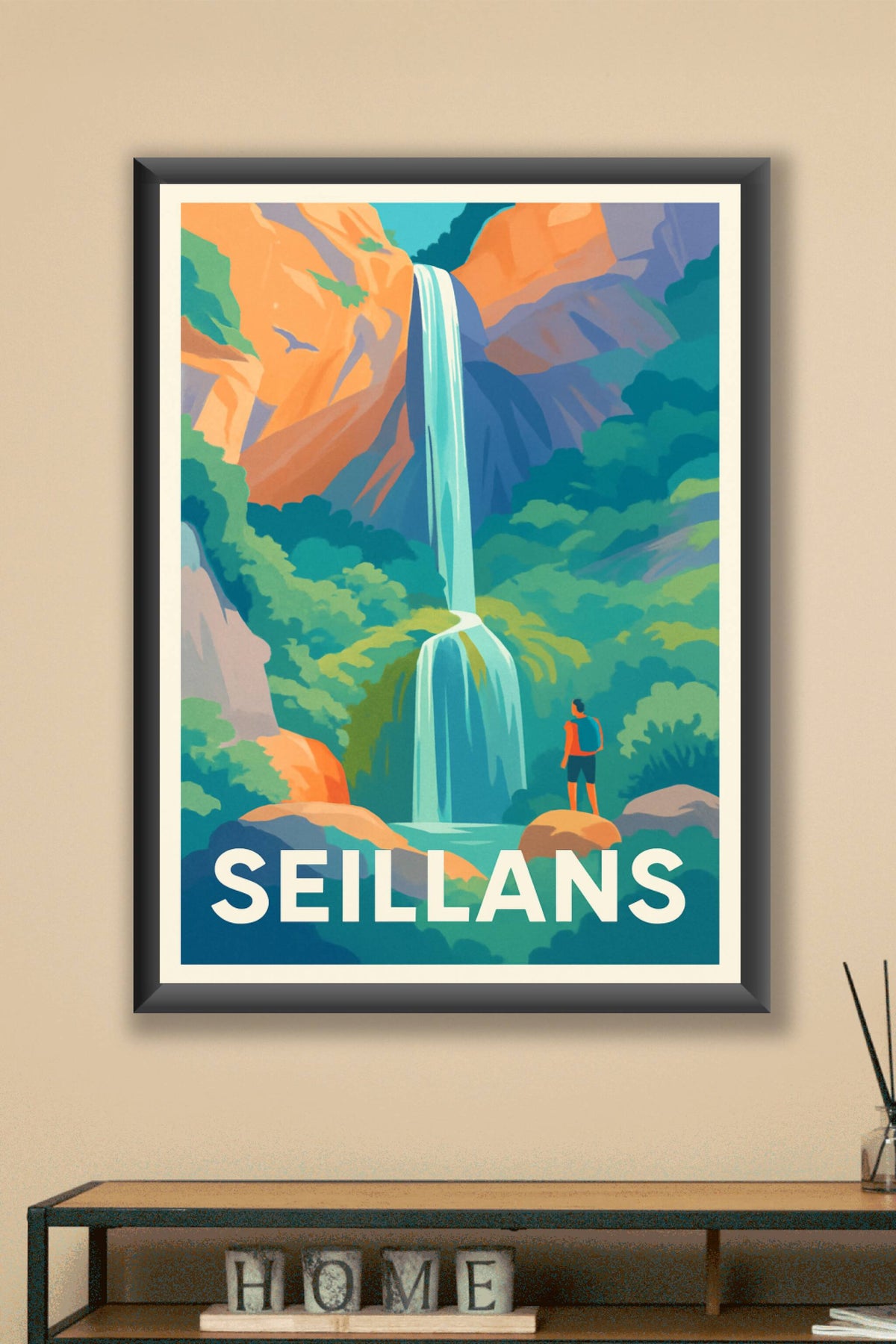 Affiche Seillans — L'émerveillement de la cascade naturelle · poster d'art de Seillans