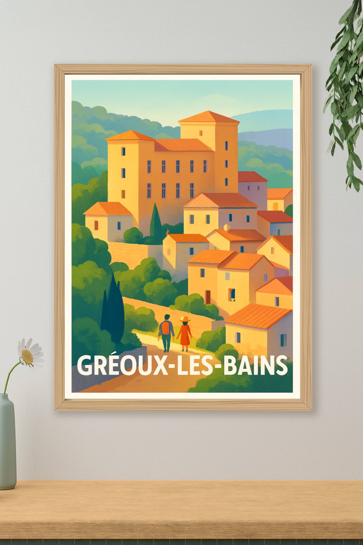 Affiche Gréoux-les-Bains — Charme et douceur de vie en Provence · poster d'art de Gréoux-les-Bains