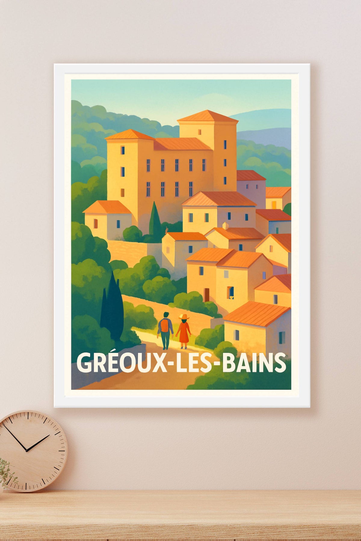 Affiche Gréoux-les-Bains — Charme et douceur de vie en Provence · poster d'art de Gréoux-les-Bains