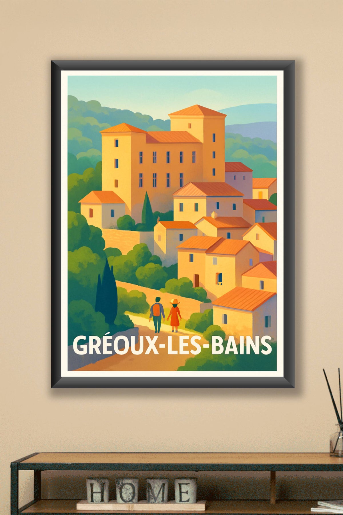 Affiche Gréoux-les-Bains — Charme et douceur de vie en Provence · poster d'art de Gréoux-les-Bains
