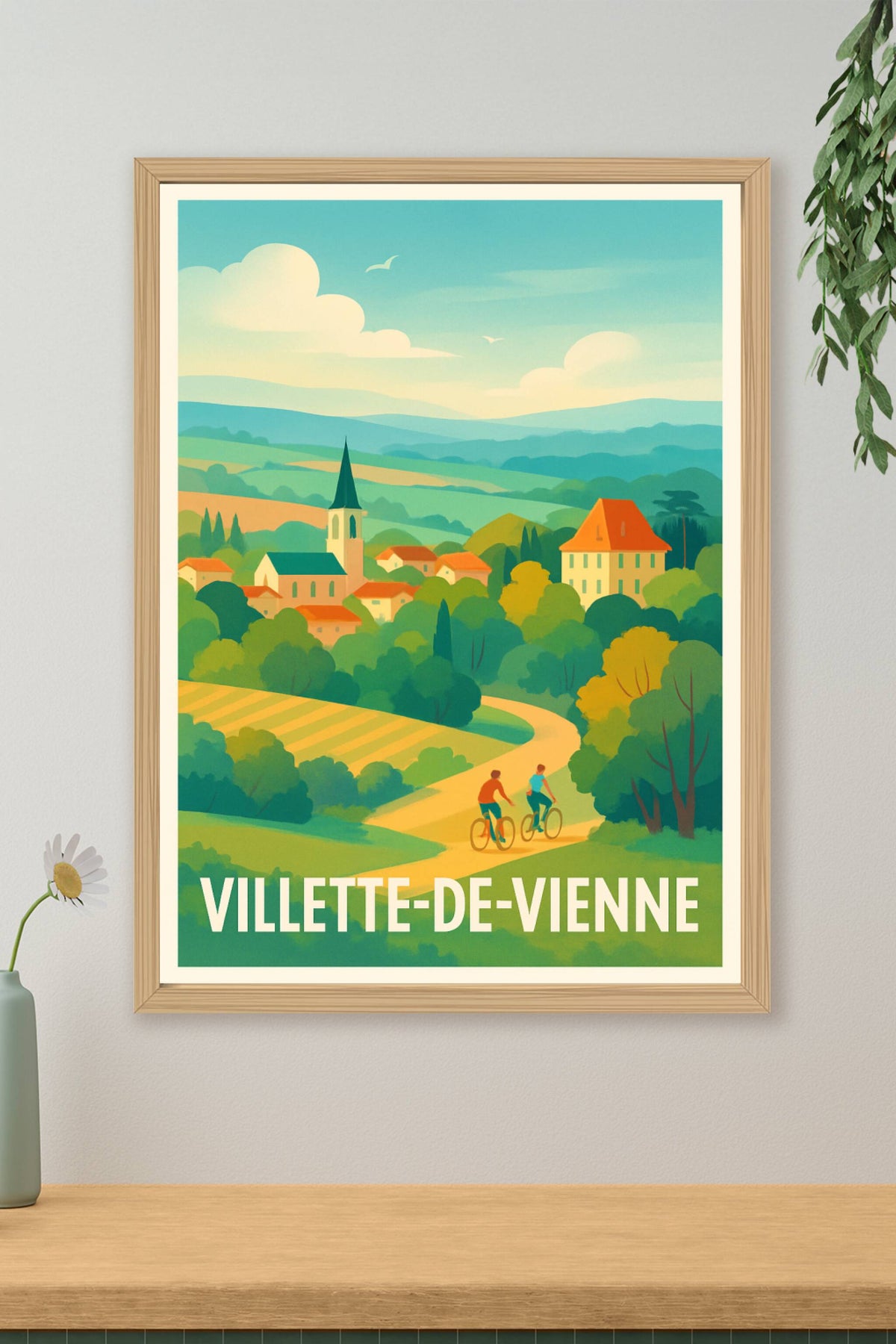 Affiche Villette-de-Vienne — Randonnée et douceur de vivre à la campagne · poster d'art de Villette-de-Vienne