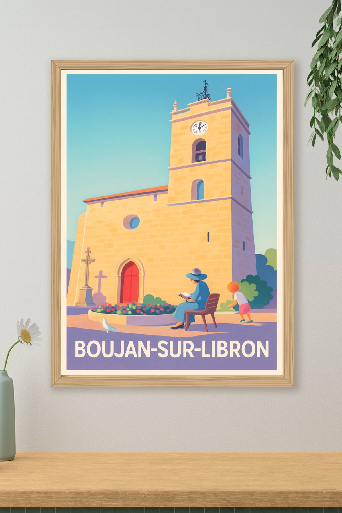 Affiche Boujan-sur-Libron — Charme et sérénité à l’ombre de l’église · poster d'art de Boujan-sur-Libron