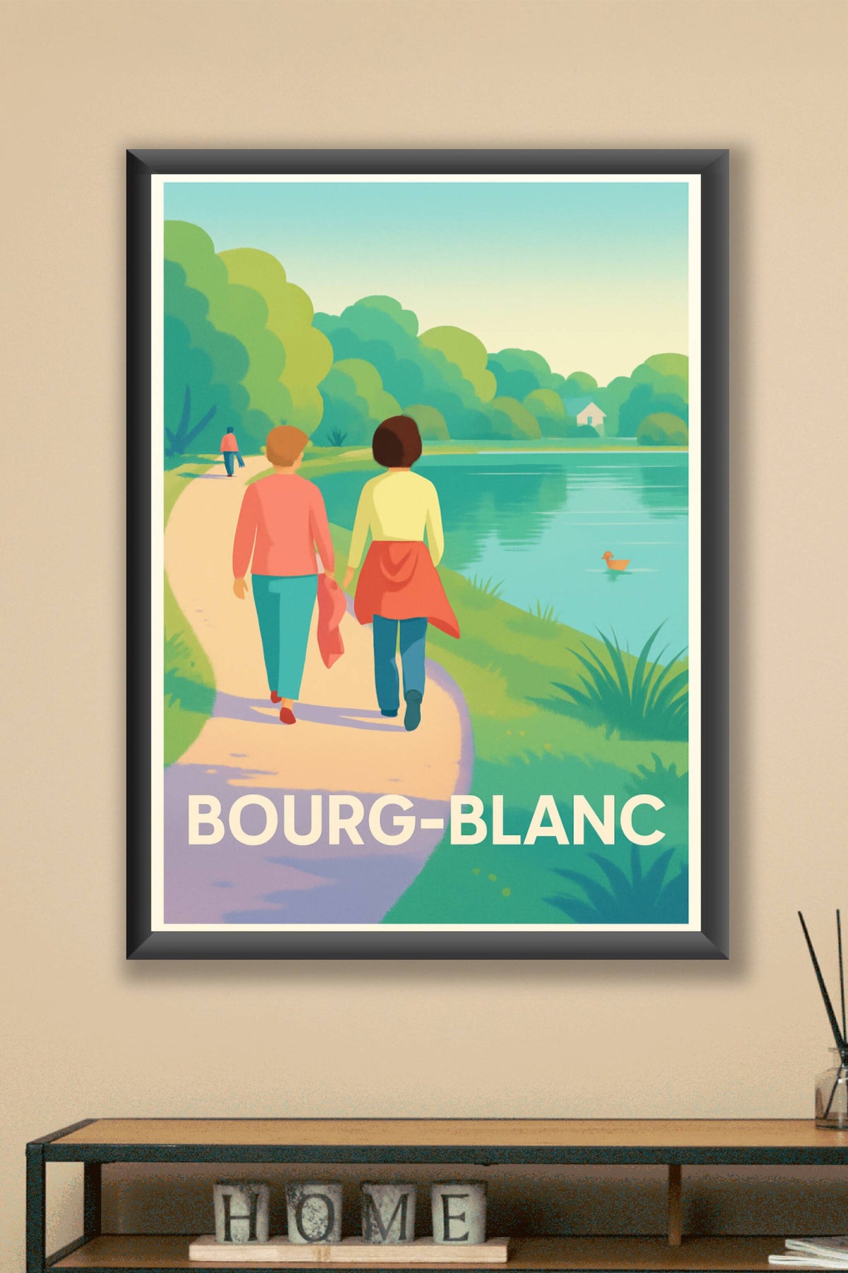 Affiche Bourg-Blanc — Balade au bord de l'eau · poster d'art de Bourg-Blanc
