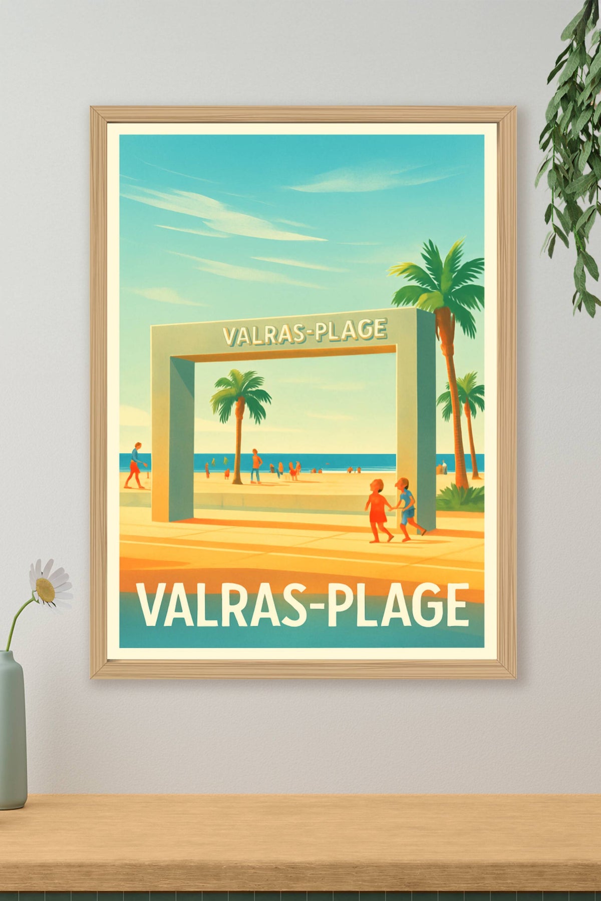 Affiche Valras-Plage — L'entrée ensoleillée de la Méditerranée · poster d'art de Valras-Plage