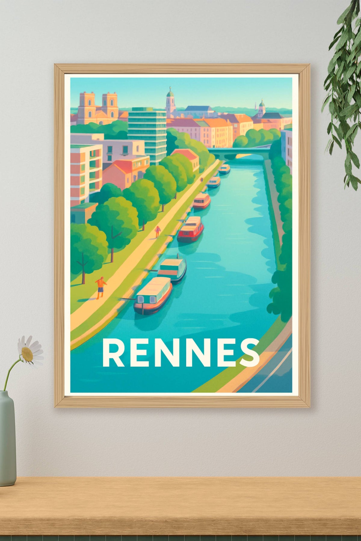 Affiche Rennes — Le charme bucolique de la Vilaine · poster d'art de Rennes
