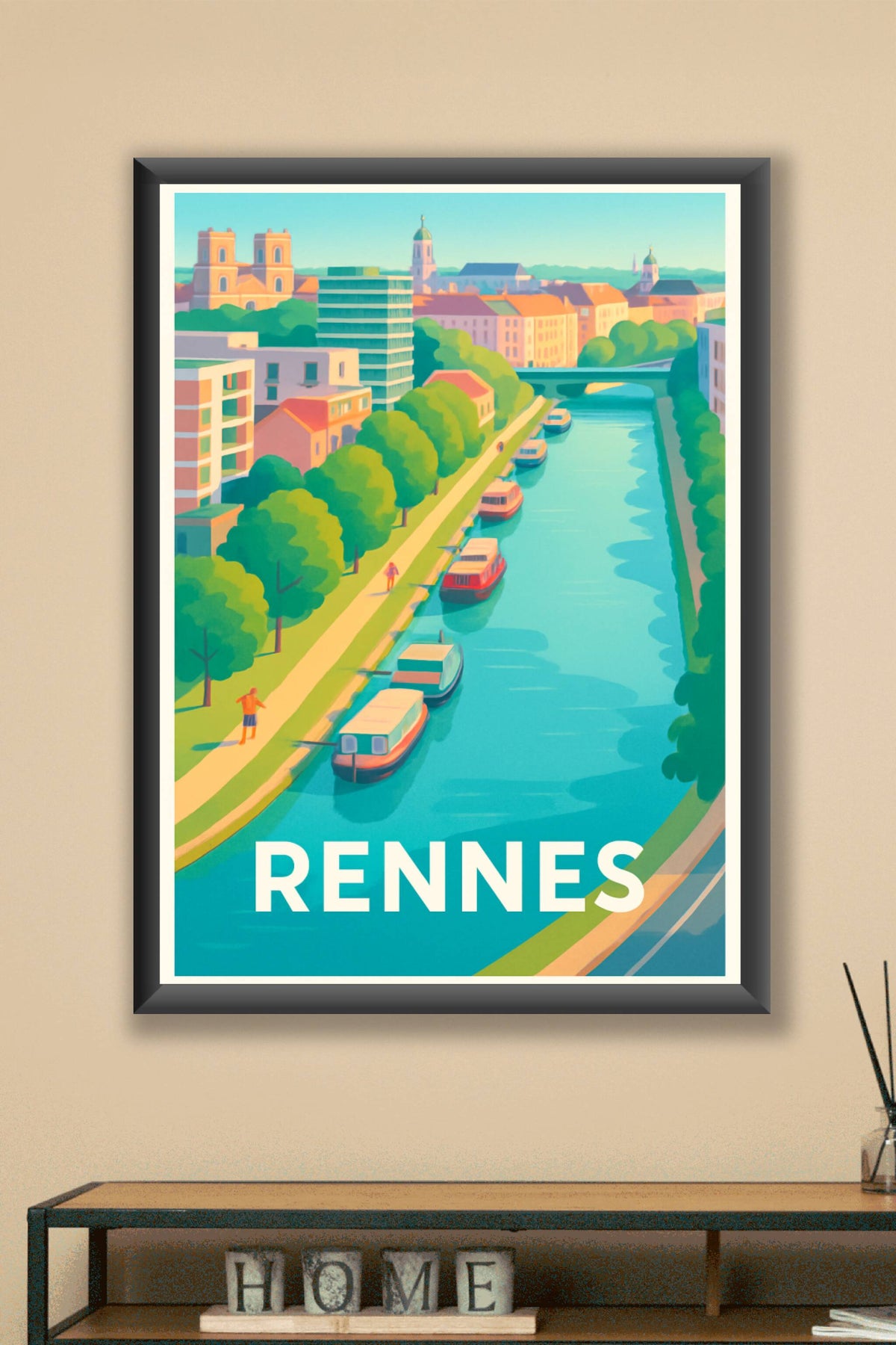 Affiche Rennes — Le charme bucolique de la Vilaine · poster d'art de Rennes