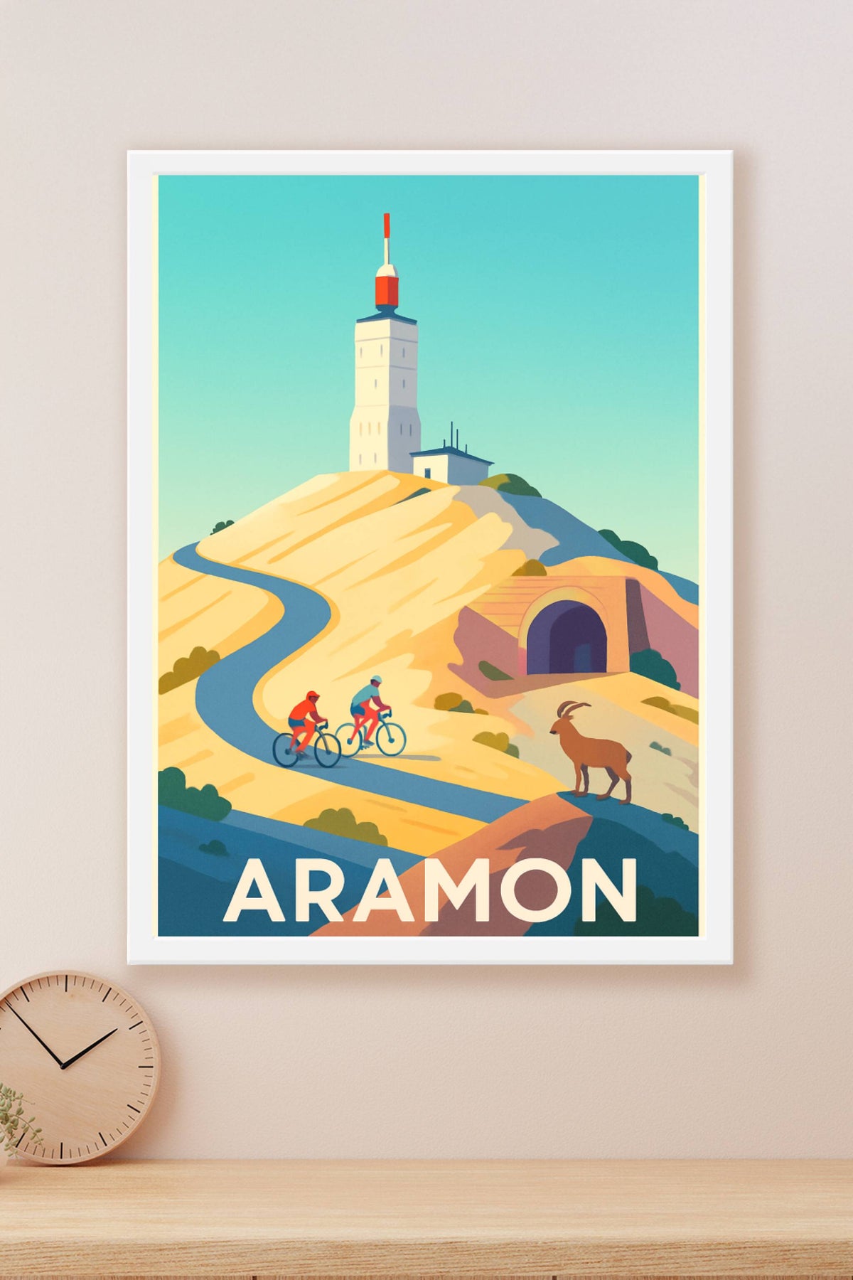 Affiche Aramon — Escapade cycliste au sommet emblématique · poster d'art de Aramon