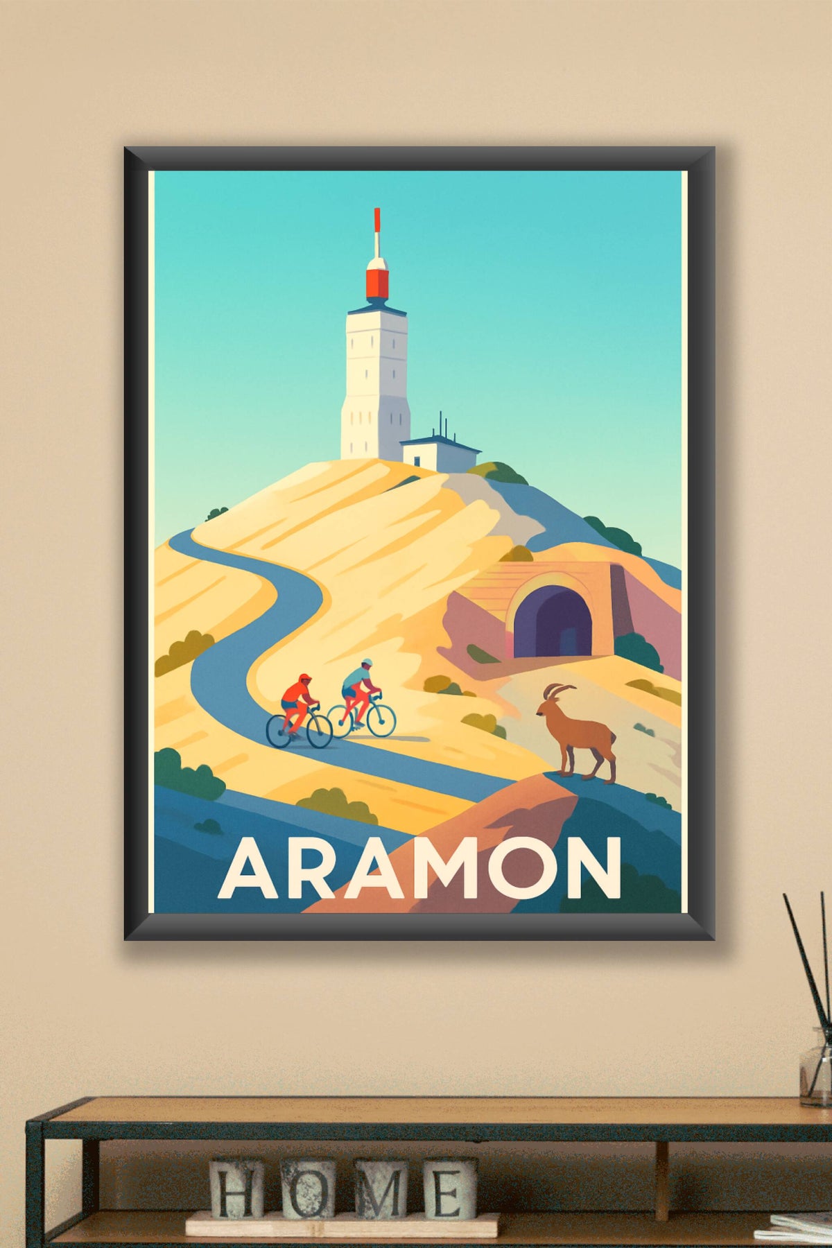 Affiche Aramon — Escapade cycliste au sommet emblématique · poster d'art de Aramon