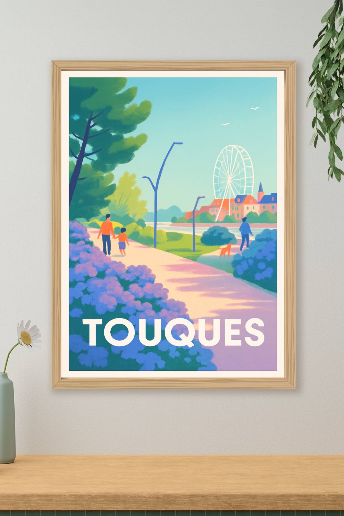 Affiche Touques — Promenade paisible en bord de rivière · poster d'art de Touques