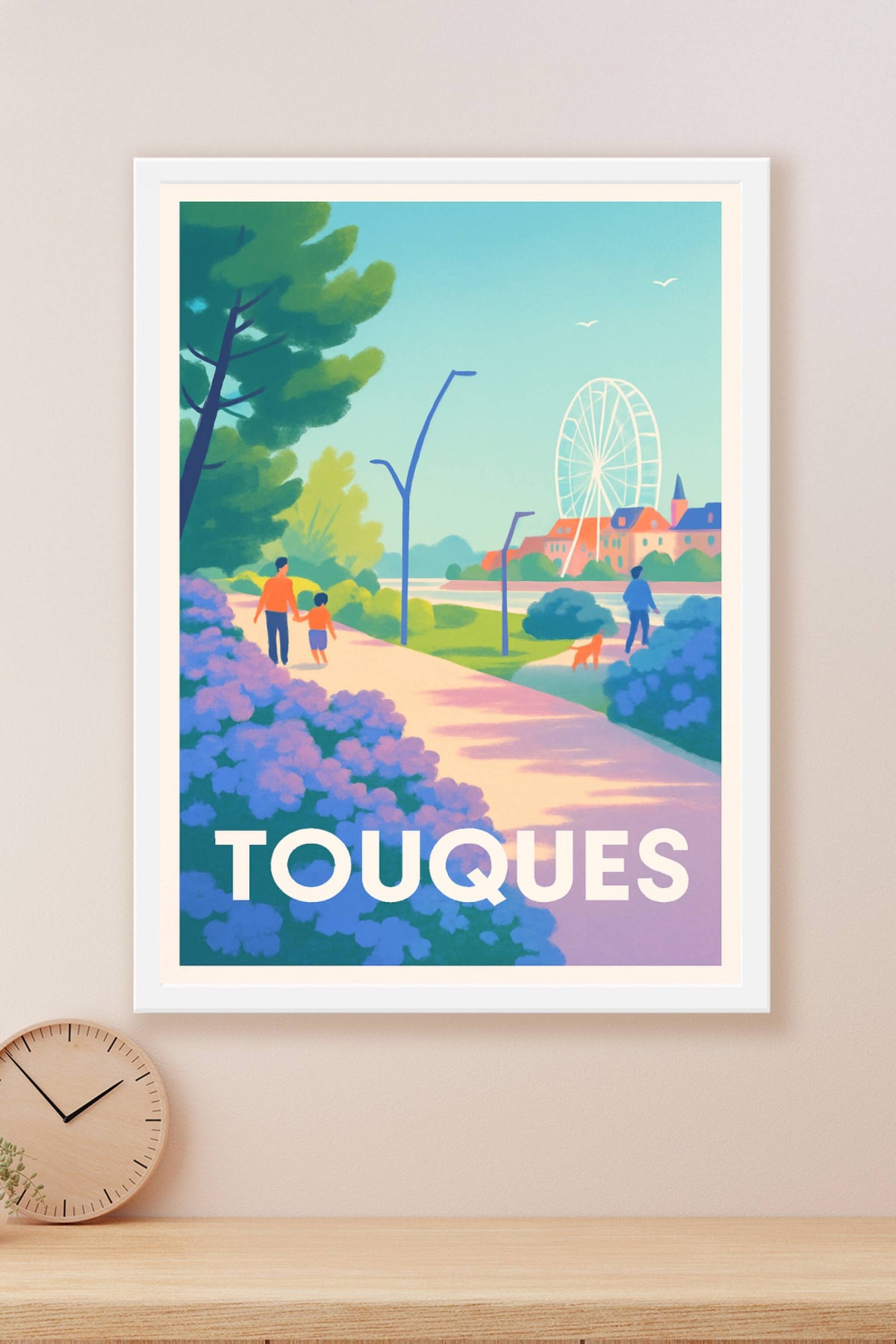 Affiche Touques — Promenade paisible en bord de rivière · poster d'art de Touques