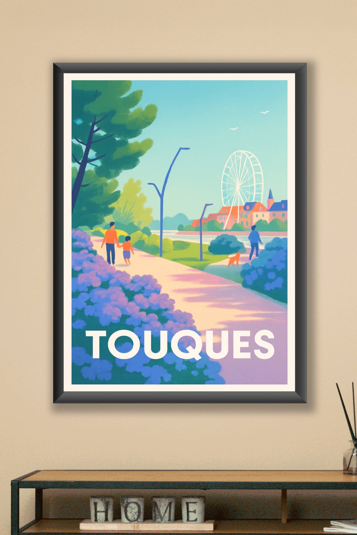 Affiche Touques — Promenade paisible en bord de rivière · poster d'art de Touques