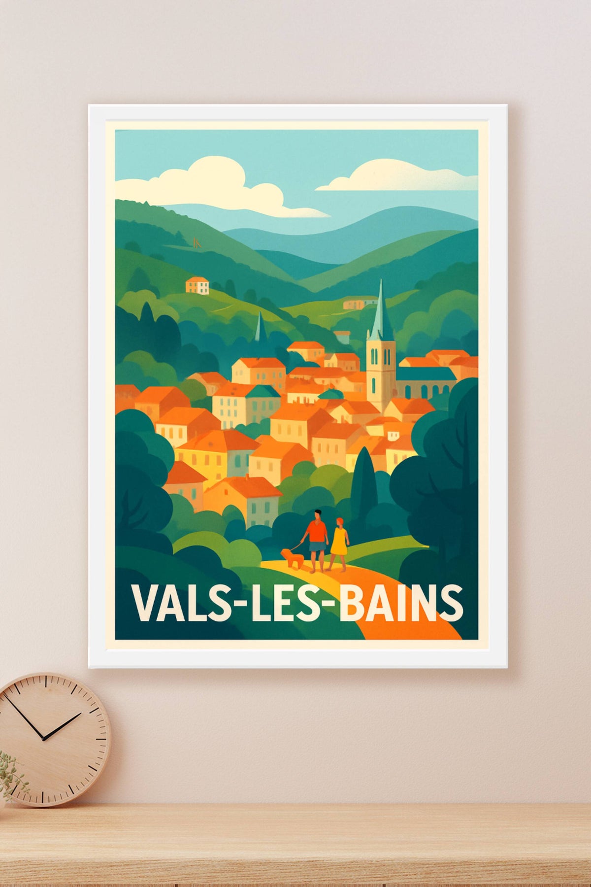 Affiche Vals-les-Bains — Charme bucolique en Ardèche · poster d'art de Vals-les-Bains