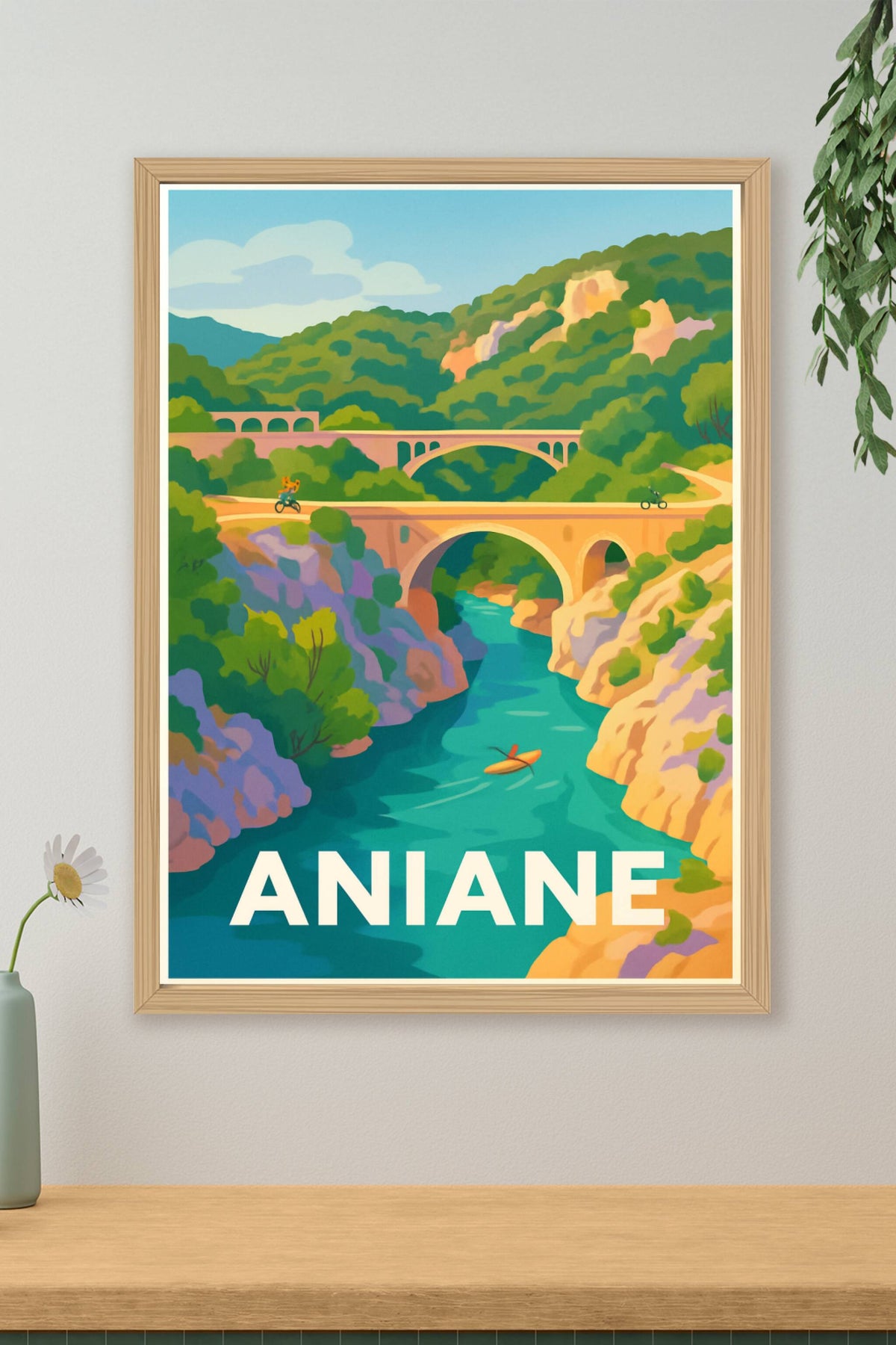 Affiche Aniane — Évasion et nature au fil de l'eau · poster d'art de Aniane