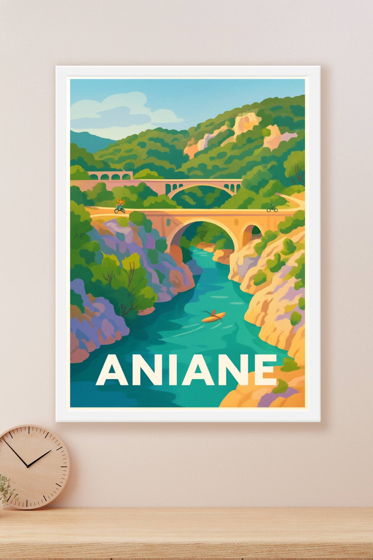 Affiche Aniane — Évasion et nature au fil de l'eau · poster d'art de Aniane