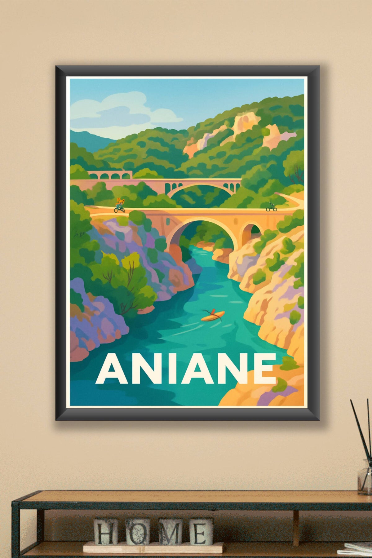 Affiche Aniane — Évasion et nature au fil de l'eau · poster d'art de Aniane