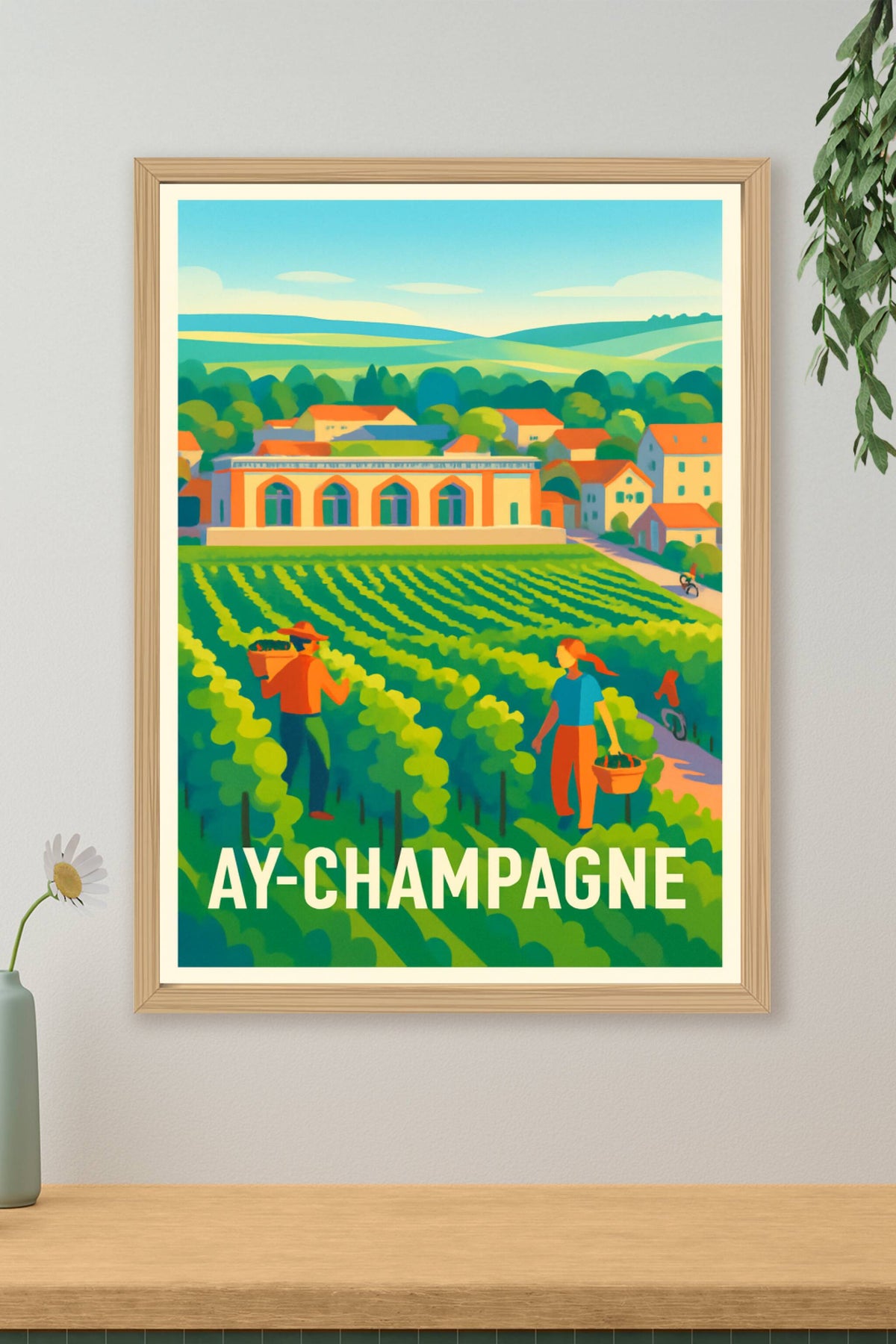 Affiche Ay-Champagne — L'Esprit des Vignes en Couleurs · poster d'art de Ay-Champagne