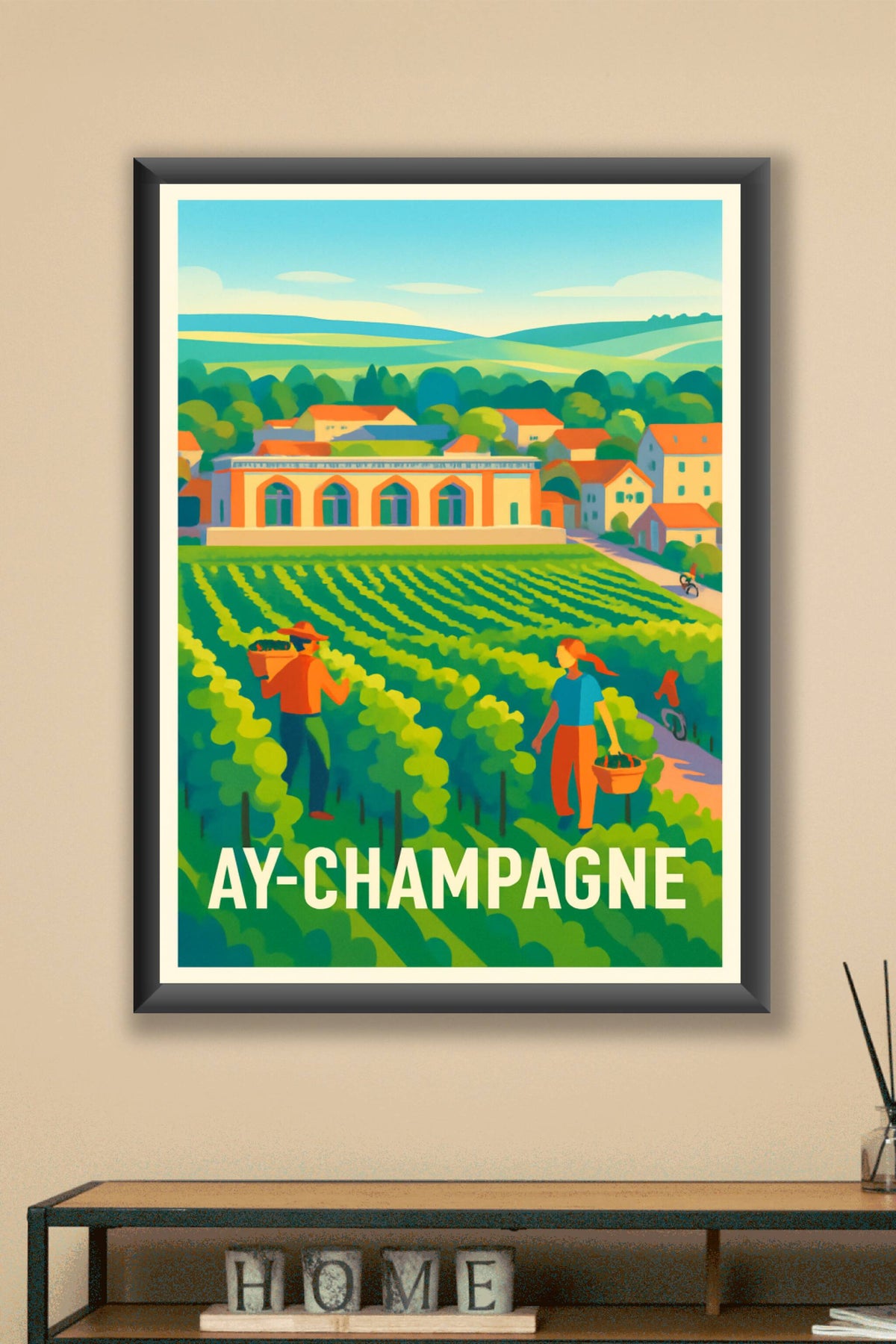 Affiche Ay-Champagne — L'Esprit des Vignes en Couleurs · poster d'art de Ay-Champagne