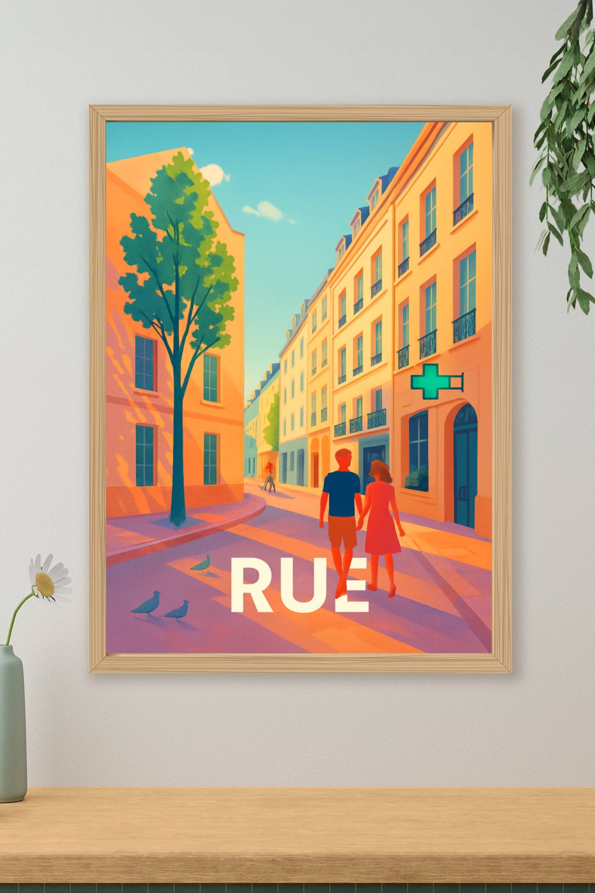 Affiche Paris — Promenade romantique ensoleillée · poster d'art de Paris