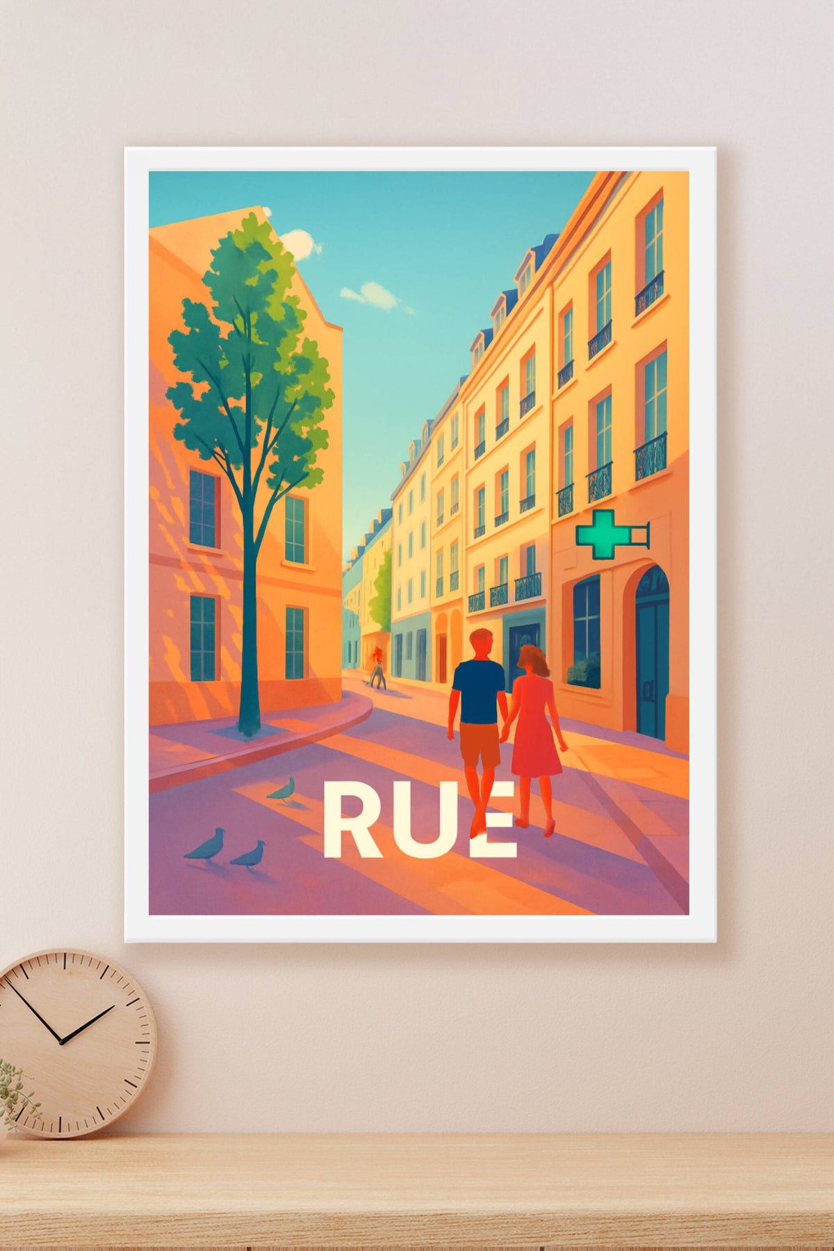 Affiche Paris — Promenade romantique ensoleillée · poster d'art de Paris