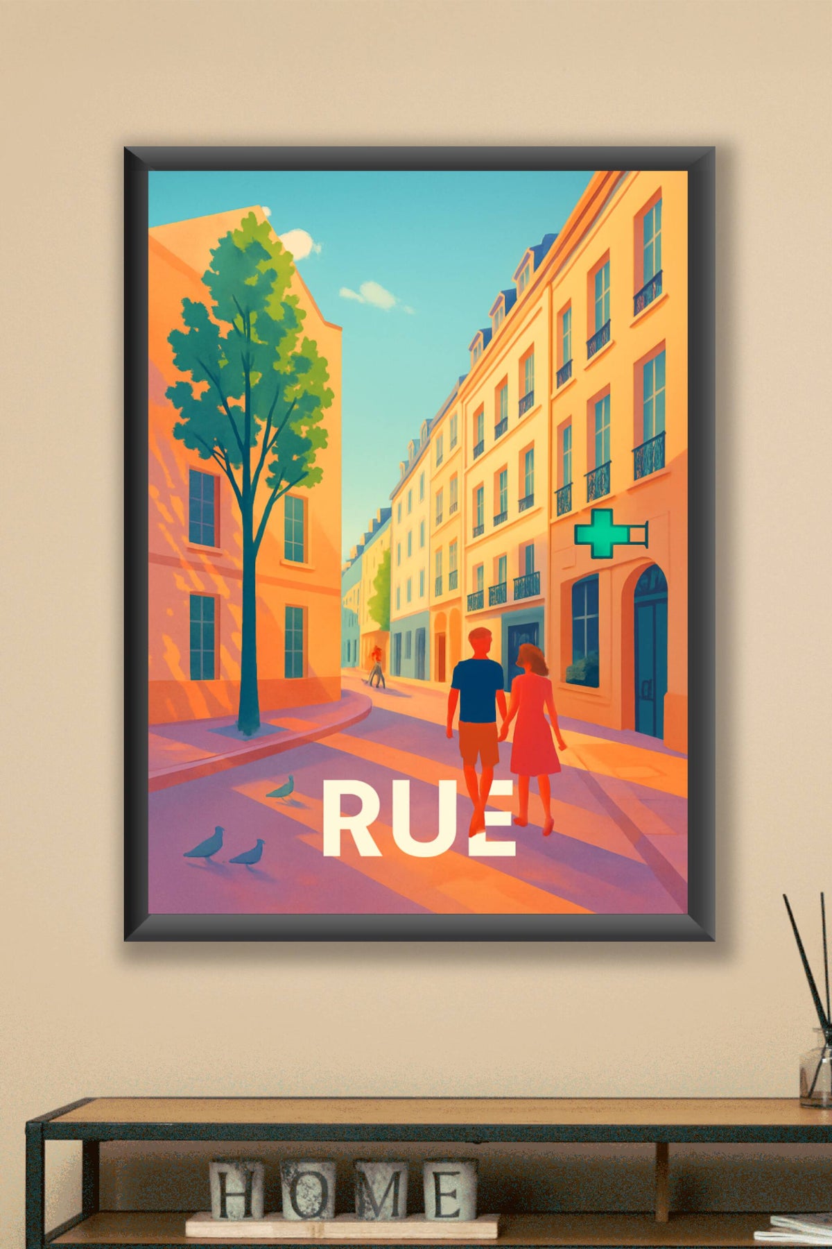 Affiche Paris — Promenade romantique ensoleillée · poster d'art de Paris