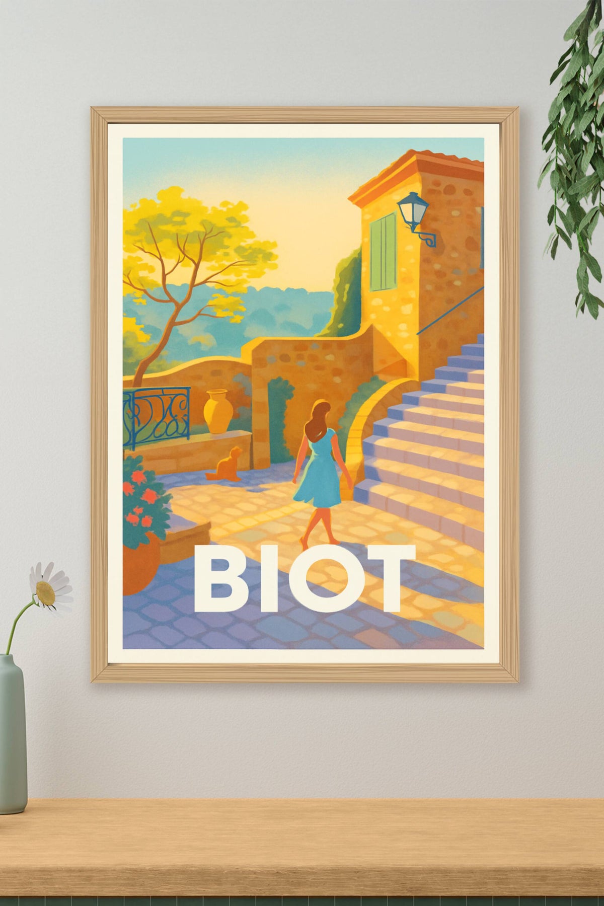 Affiche Biot — Balade ensoleillée au village provençal · poster d'art de Biot