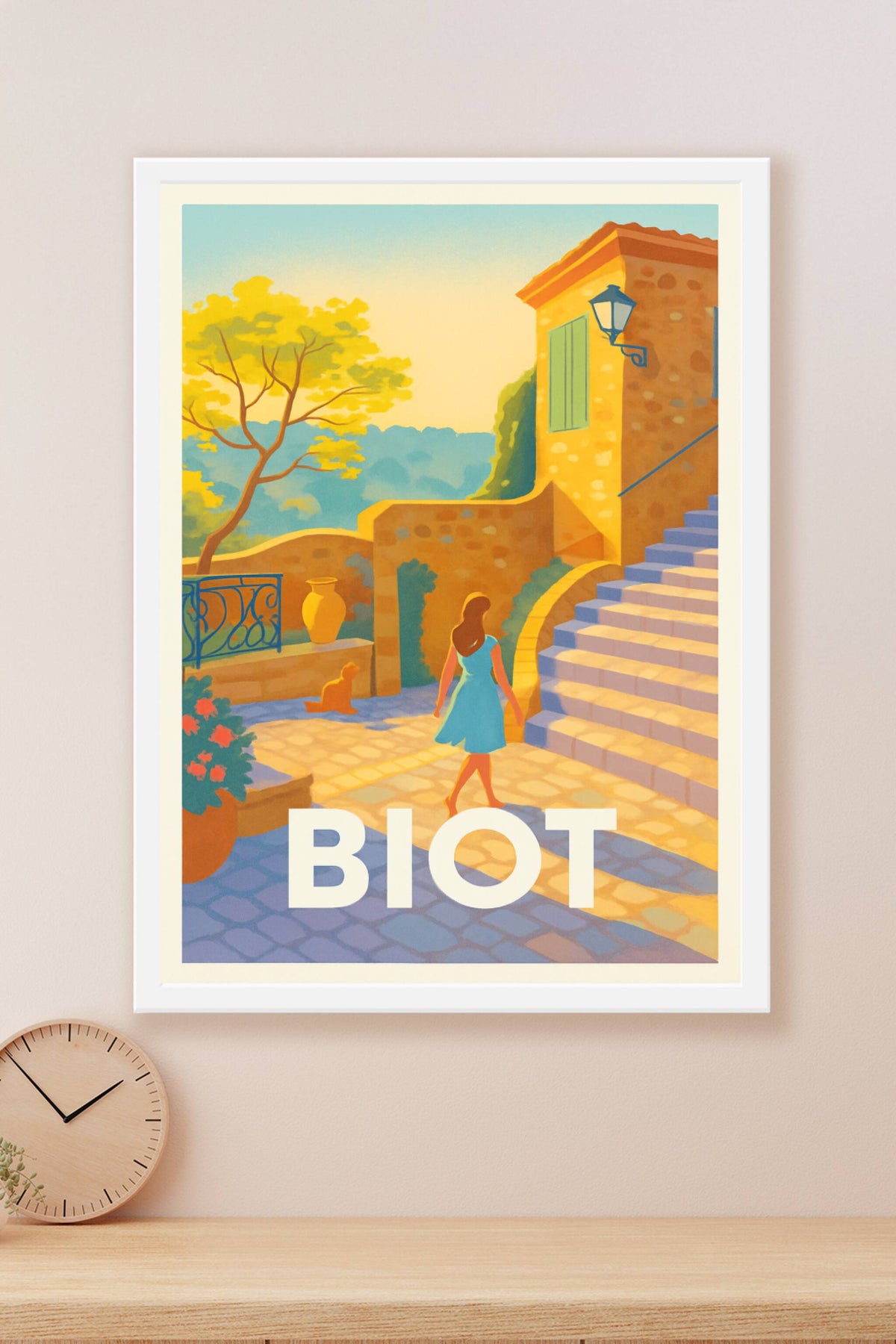 Affiche Biot — Balade ensoleillée au village provençal · poster d'art de Biot