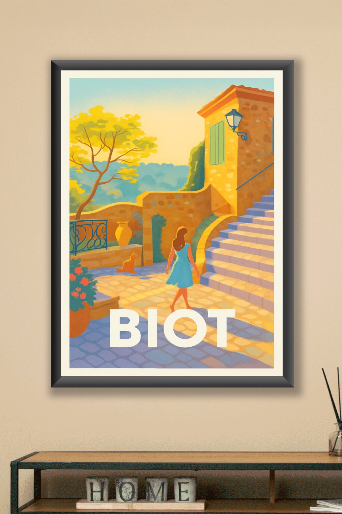 Affiche Biot — Balade ensoleillée au village provençal · poster d'art de Biot