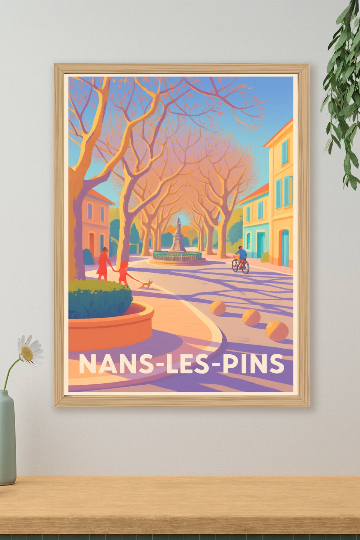 Affiche Nans-les-Pins — Charme paisible et lumières d'été · poster d'art de Nans-les-Pins