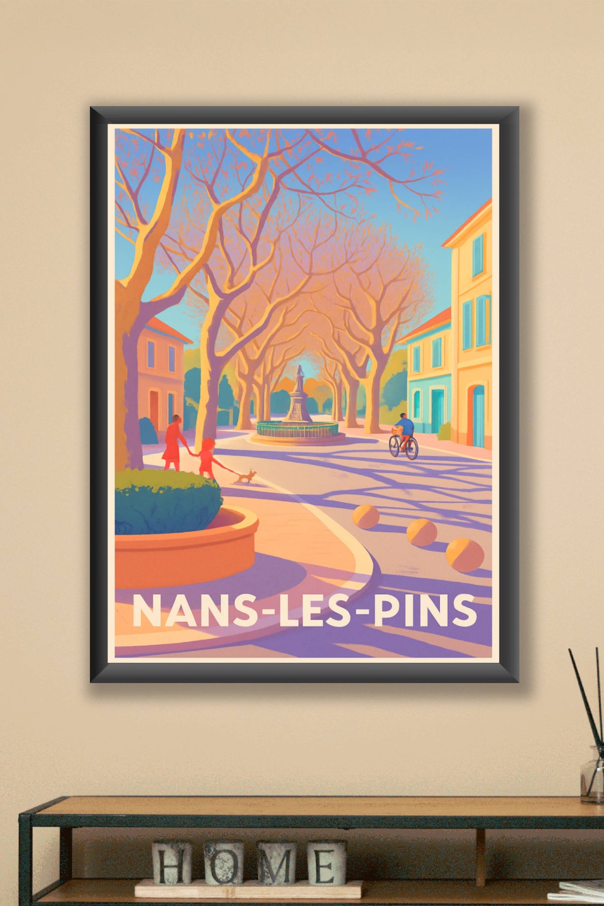 Affiche Nans-les-Pins — Charme paisible et lumières d'été · poster d'art de Nans-les-Pins