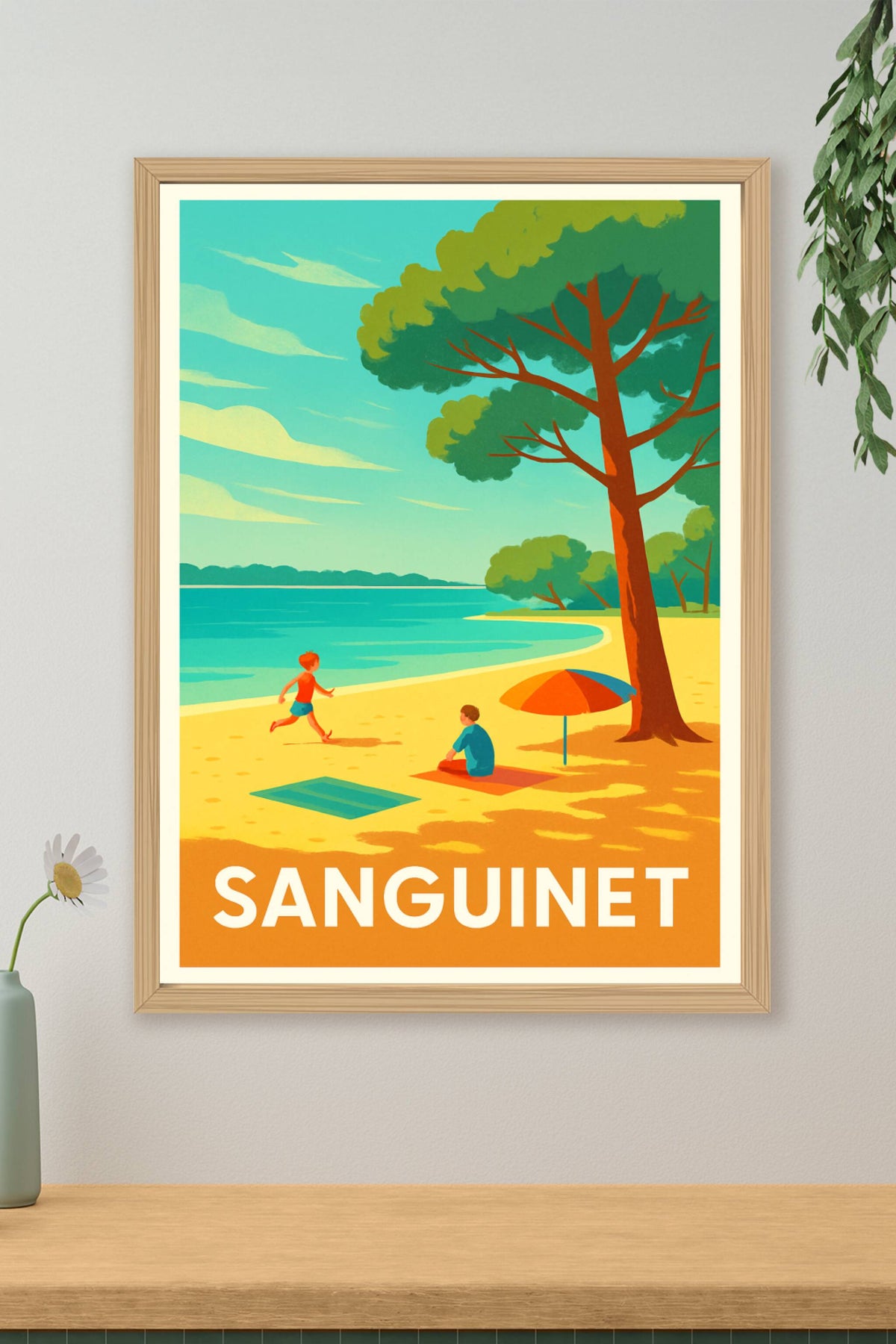 Affiche Sanguinet — La douceur de la plage landaise · poster d'art de Sanguinet