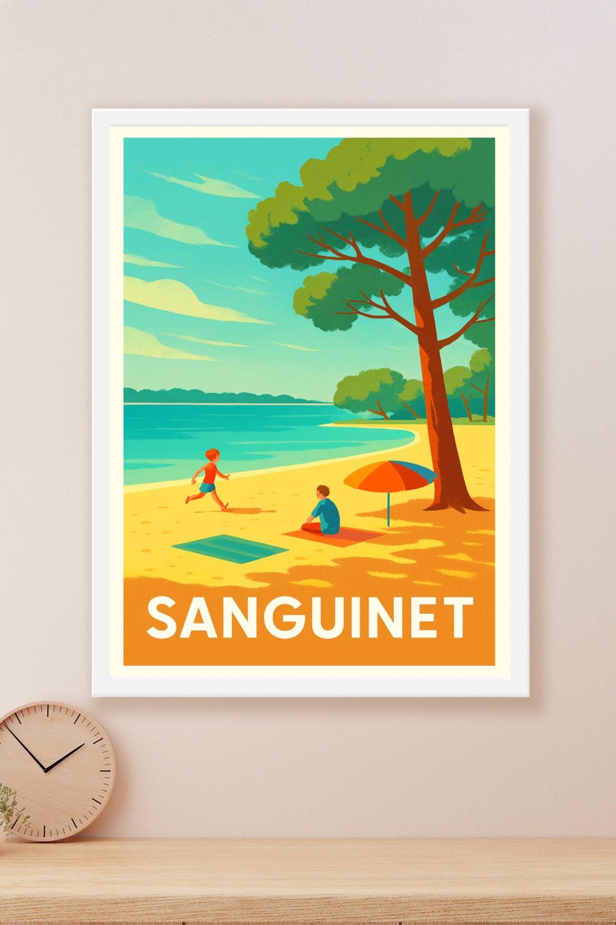 Affiche Sanguinet — La douceur de la plage landaise · poster d'art de Sanguinet