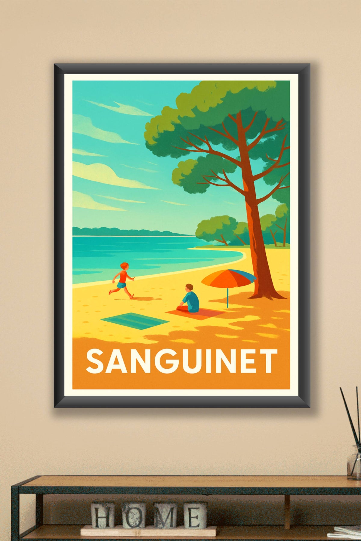 Affiche Sanguinet — La douceur de la plage landaise · poster d'art de Sanguinet