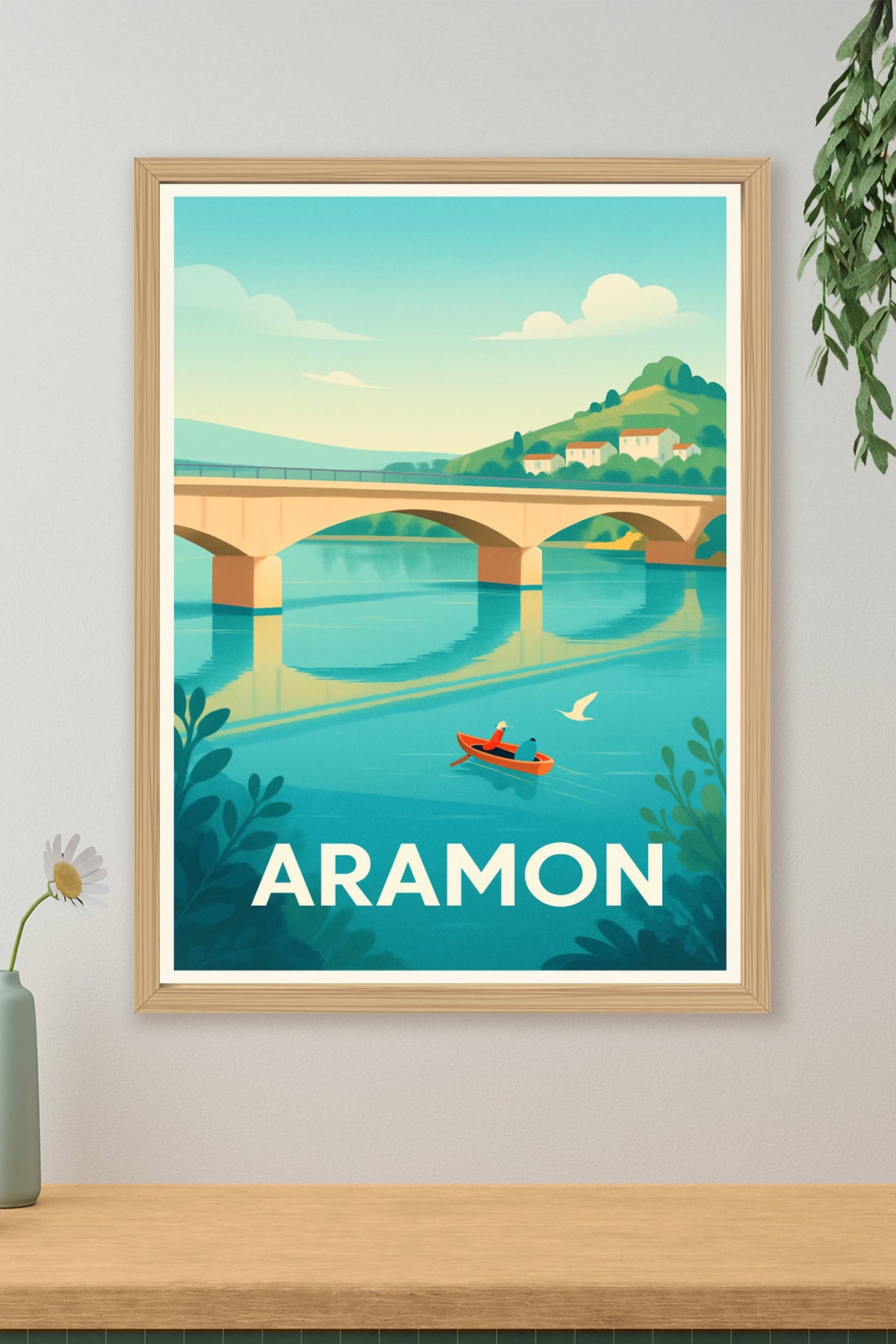 Affiche Aramon — Sérénité au fil de l'eau · poster d'art de Aramon
