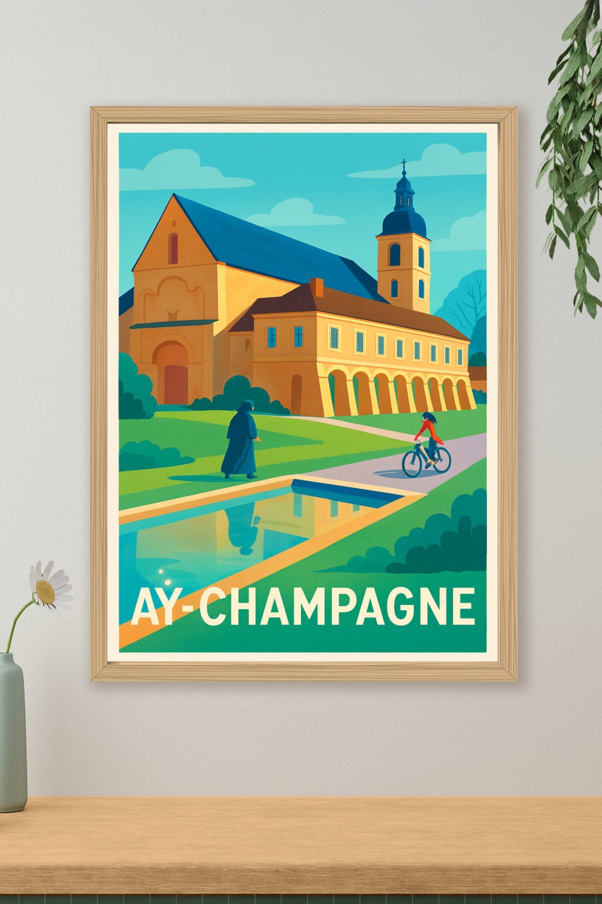 Affiche Ay-Champagne — Charme et sérénité champenoise · poster d'art de Ay-Champagne