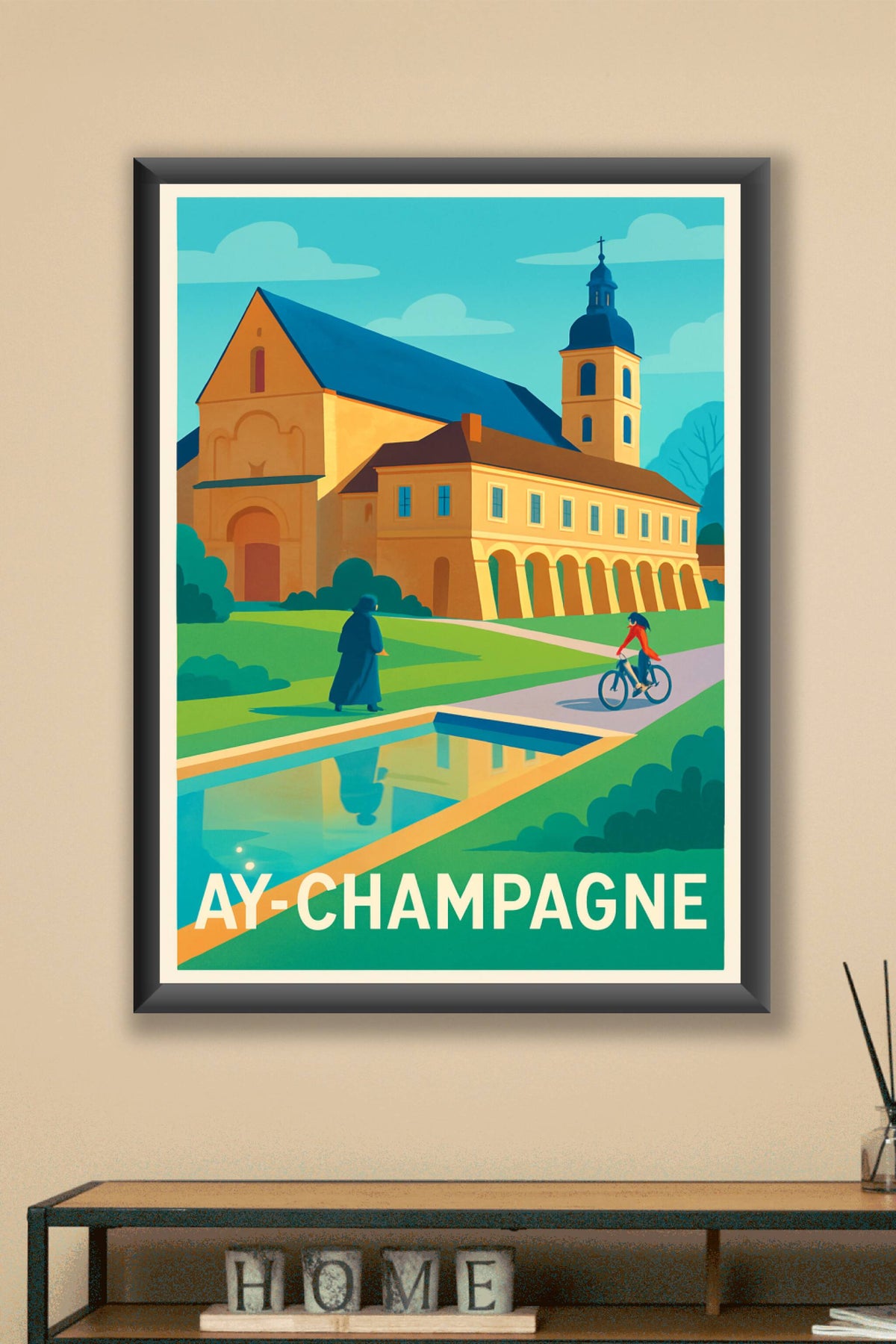 Affiche Ay-Champagne — Charme et sérénité champenoise · poster d'art de Ay-Champagne