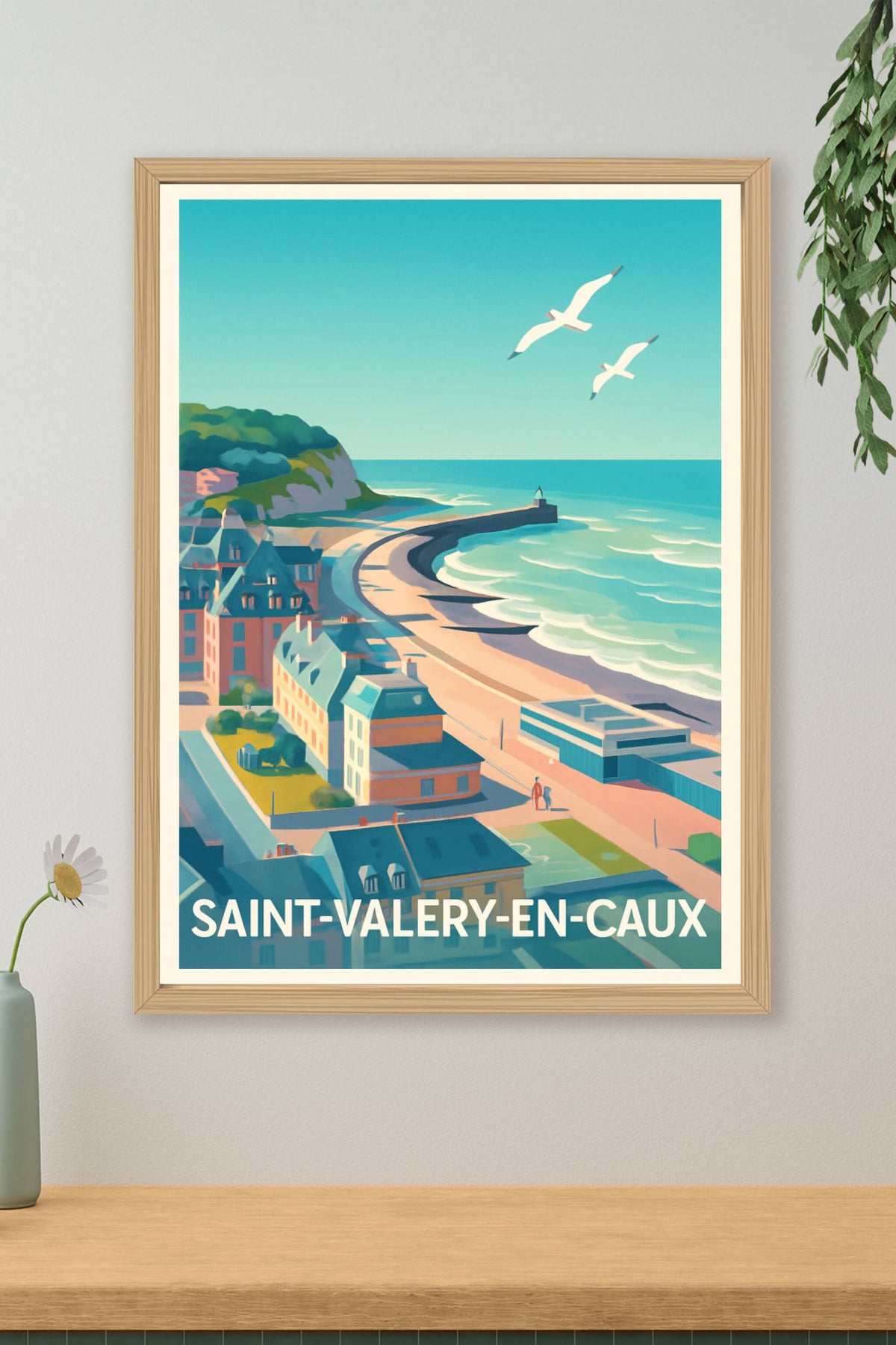 Affiche Saint-Valery-en-Caux — Escapade côtière pleine de charme · poster d'art de Saint-Valery-en-Caux