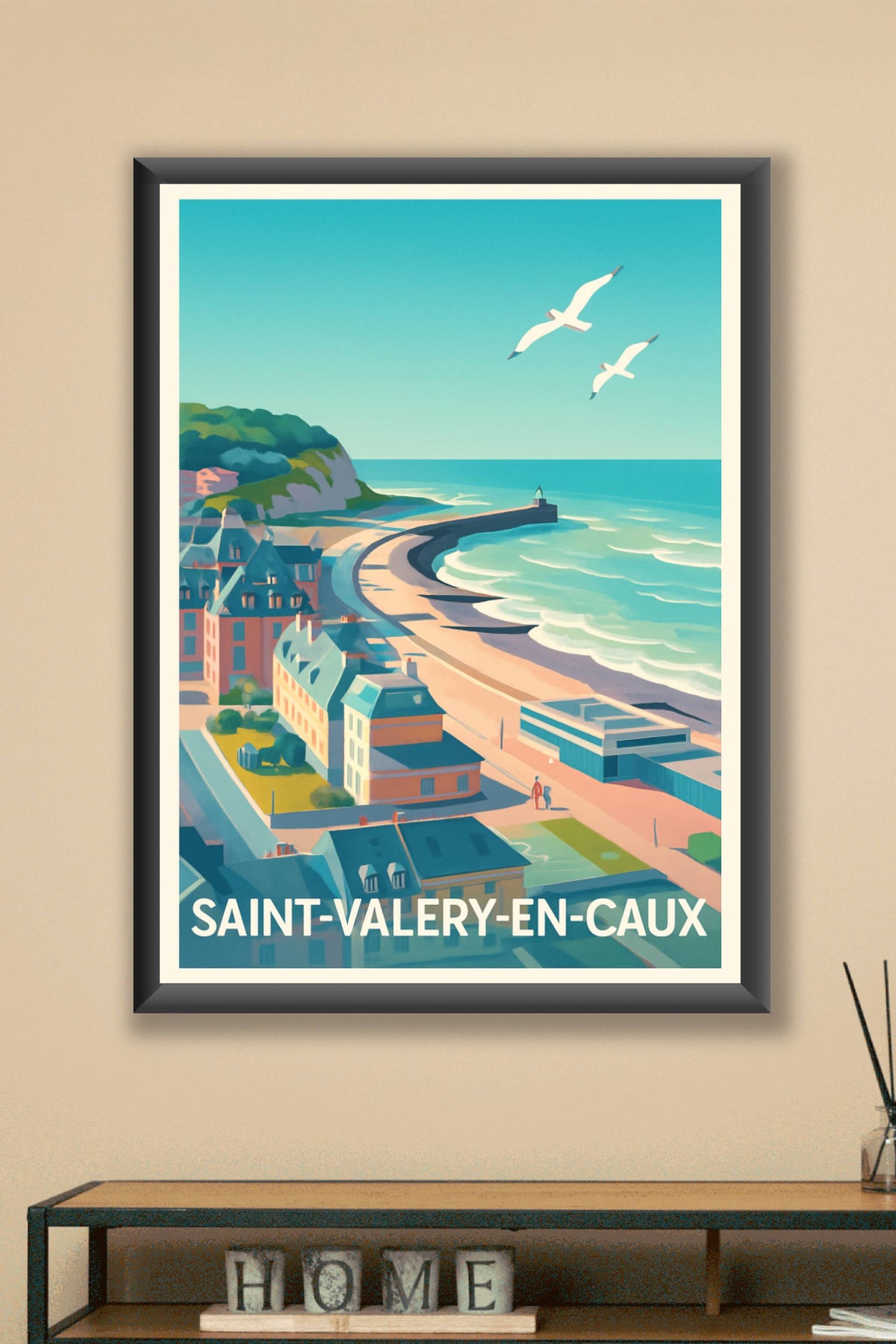 Affiche Saint-Valery-en-Caux — Escapade côtière pleine de charme · poster d'art de Saint-Valery-en-Caux