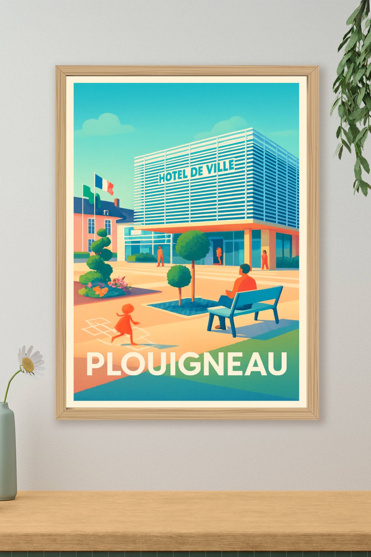 Affiche Plouigneau — Invitation à la sérénité urbaine · poster d'art de Plouigneau