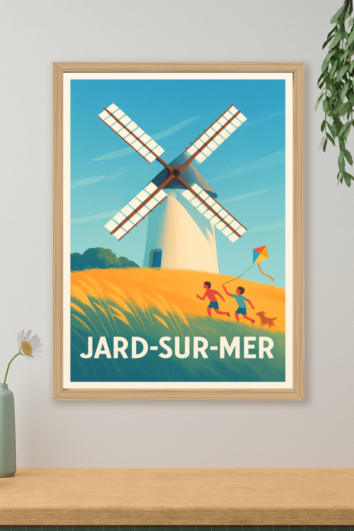 Affiche Jard-sur-Mer — L'été au vent des moulins · poster d'art de Jard-sur-Mer
