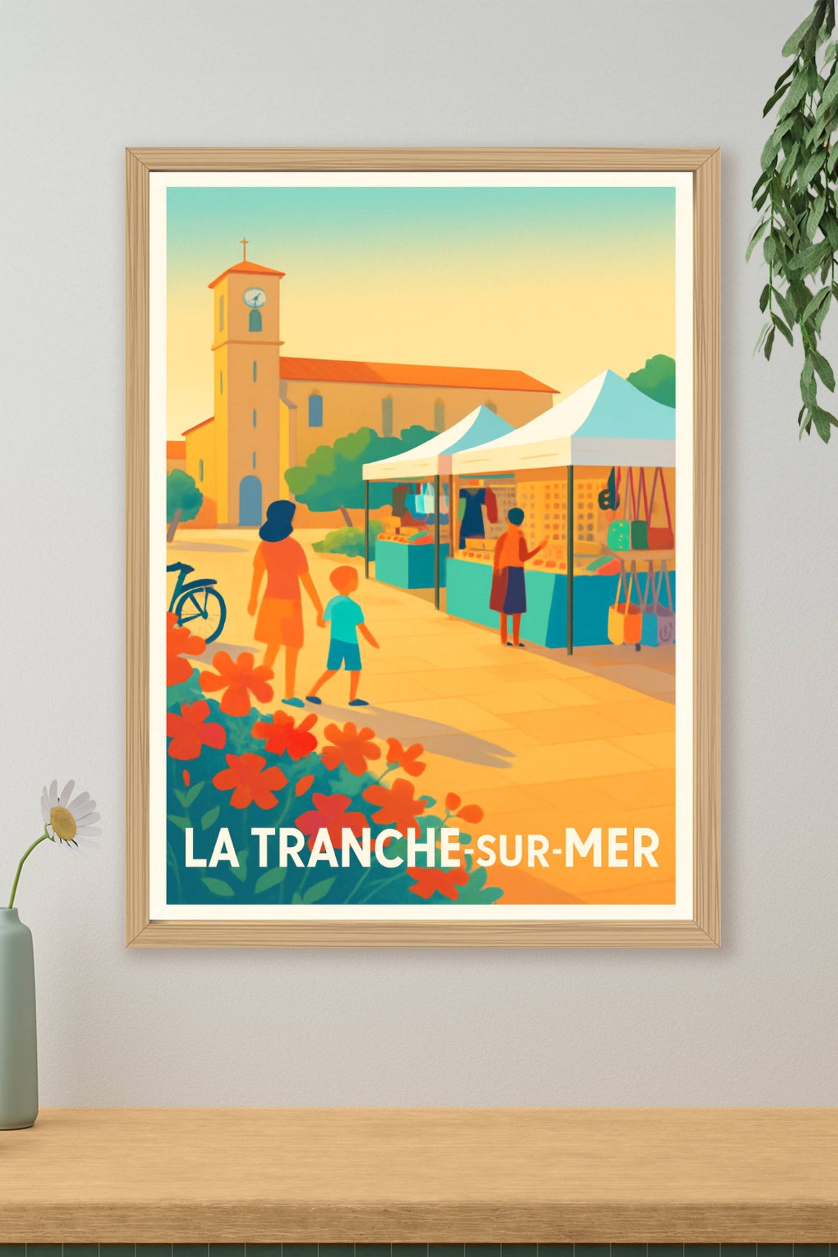 Affiche La Tranche-sur-Mer — Balade ensoleillée au marché local · poster d'art de La Tranche-sur-Mer