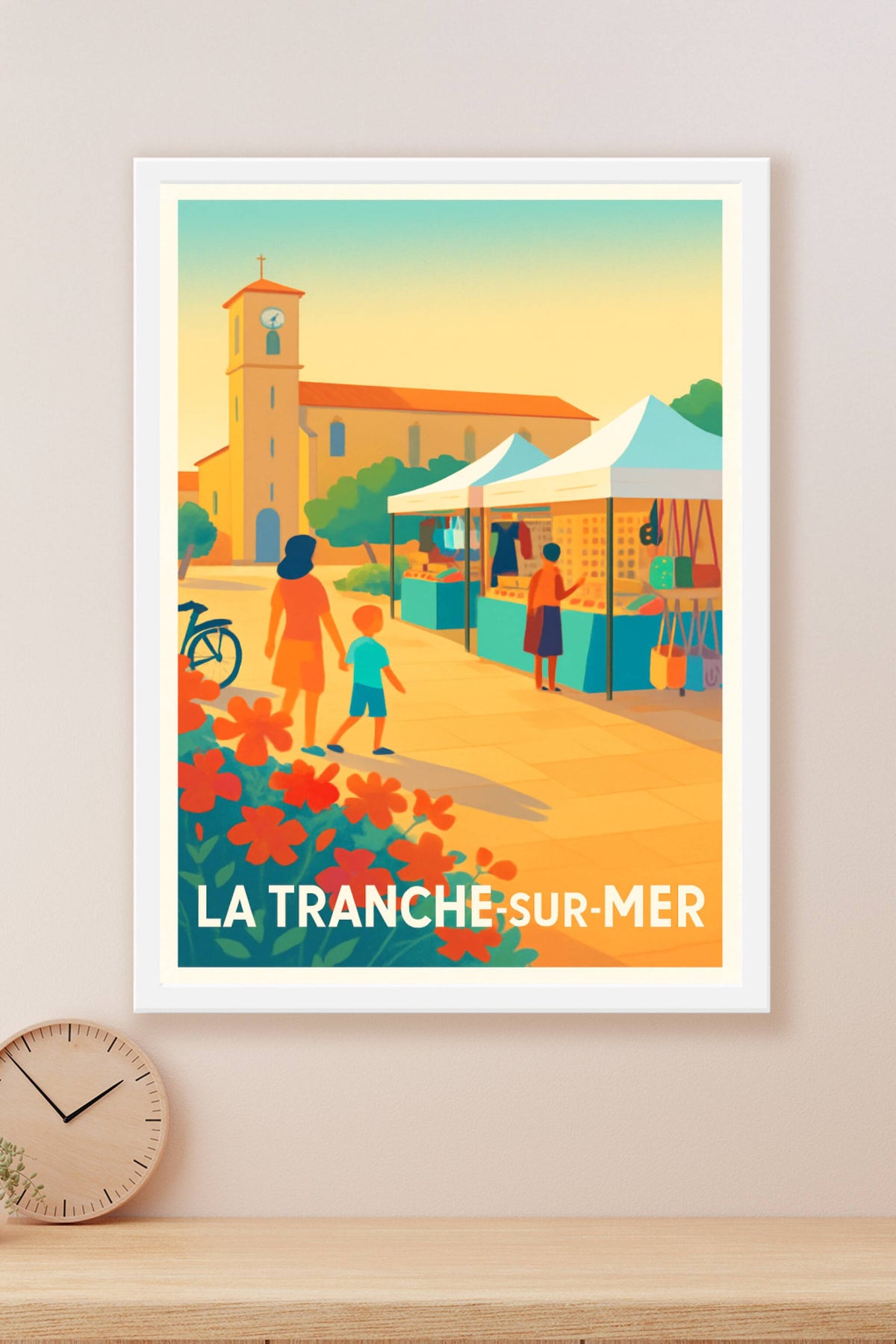 Affiche La Tranche-sur-Mer — Balade ensoleillée au marché local · poster d'art de La Tranche-sur-Mer