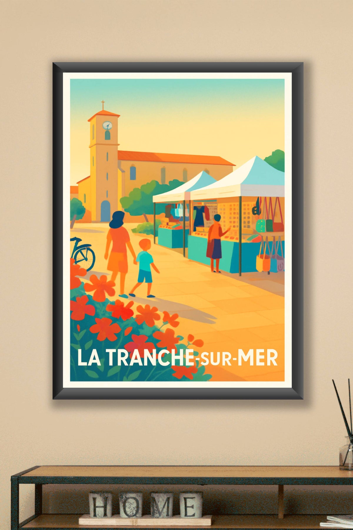 Affiche La Tranche-sur-Mer — Balade ensoleillée au marché local · poster d'art de La Tranche-sur-Mer