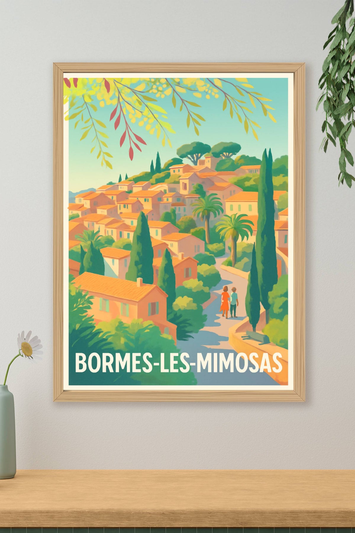 Affiche Bormes-les-Mimosas — L'élégance provençale en poster vintage · poster d'art de Bormes-les-Mimosas