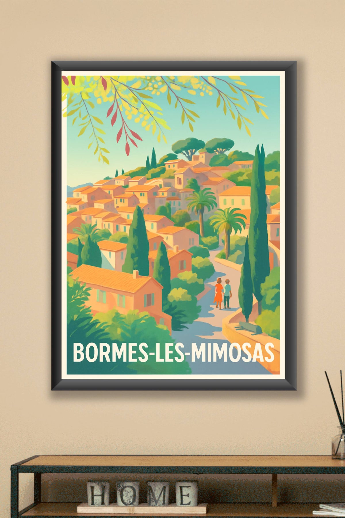Affiche Bormes-les-Mimosas — L'élégance provençale en poster vintage · poster d'art de Bormes-les-Mimosas
